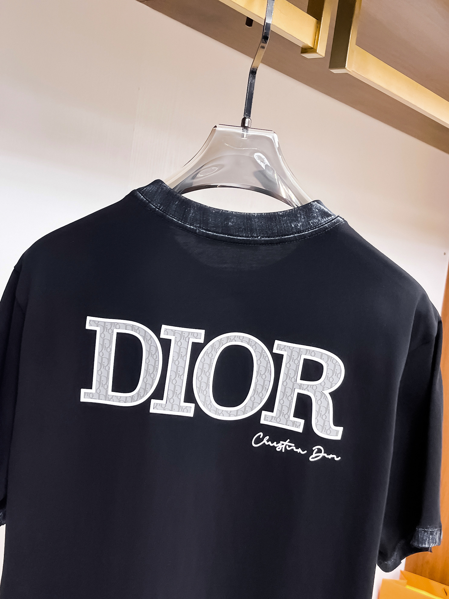 Dior A貨短袖T恤 做舊拼接邊設計字母款潮流款