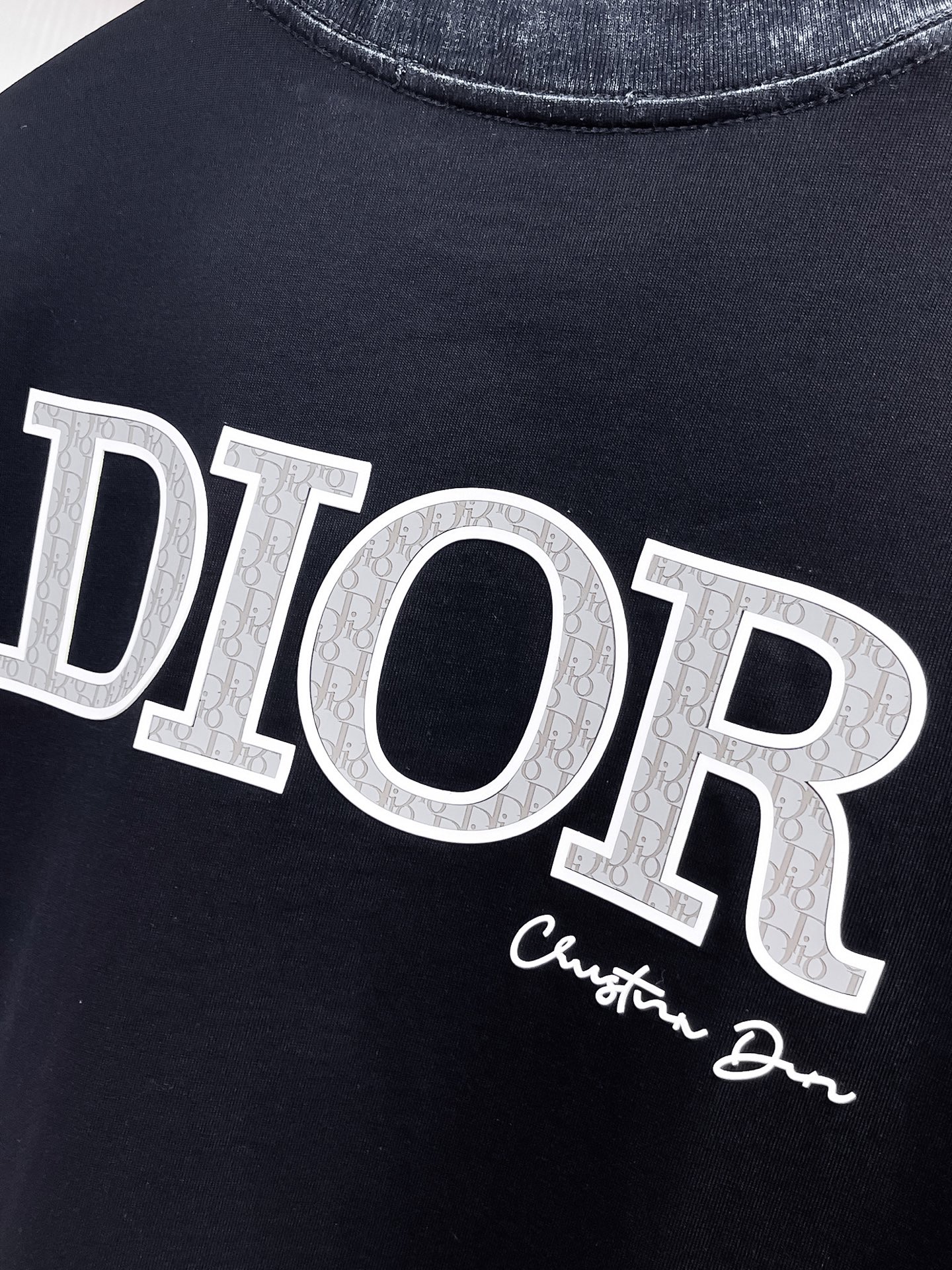 Dior A貨短袖T恤 做舊拼接邊設計字母款潮流款