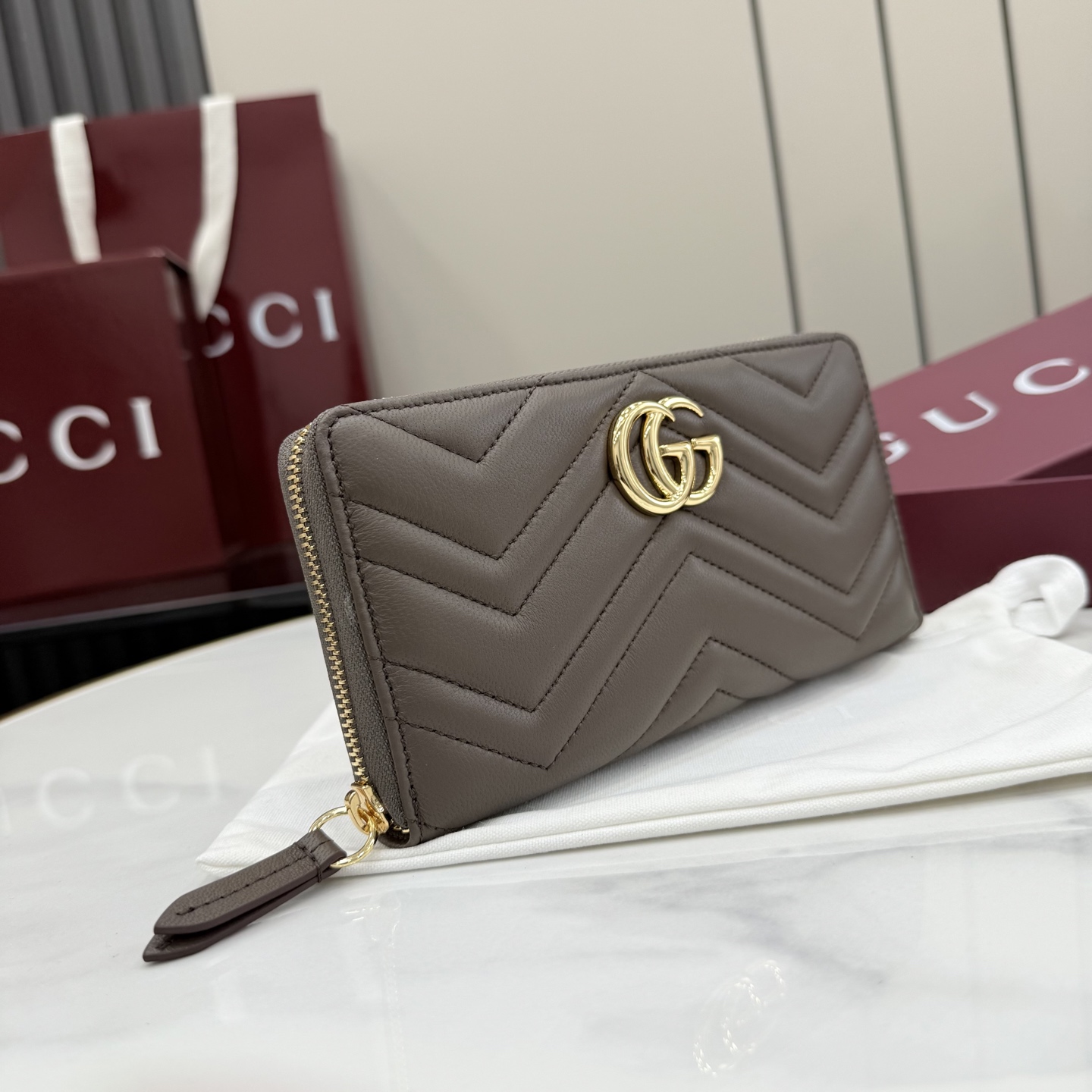 Gucci高仿GG Marmont拉鍊長夾女士款菱格紋復古百搭精品手拿包| 14 Gucci高仿GG Marmont拉鍊長夾女士款菱格紋復古百搭精品手拿包