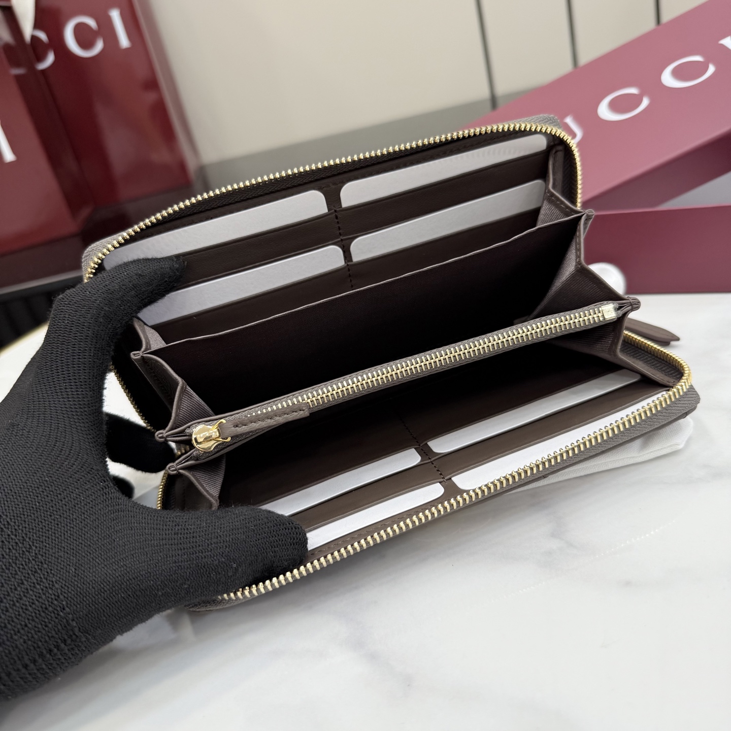 Gucci高仿GG Marmont拉鍊長夾女士款菱格紋復古百搭精品手拿包| 7 Gucci高仿GG Marmont拉鍊長夾女士款菱格紋復古百搭精品手拿包