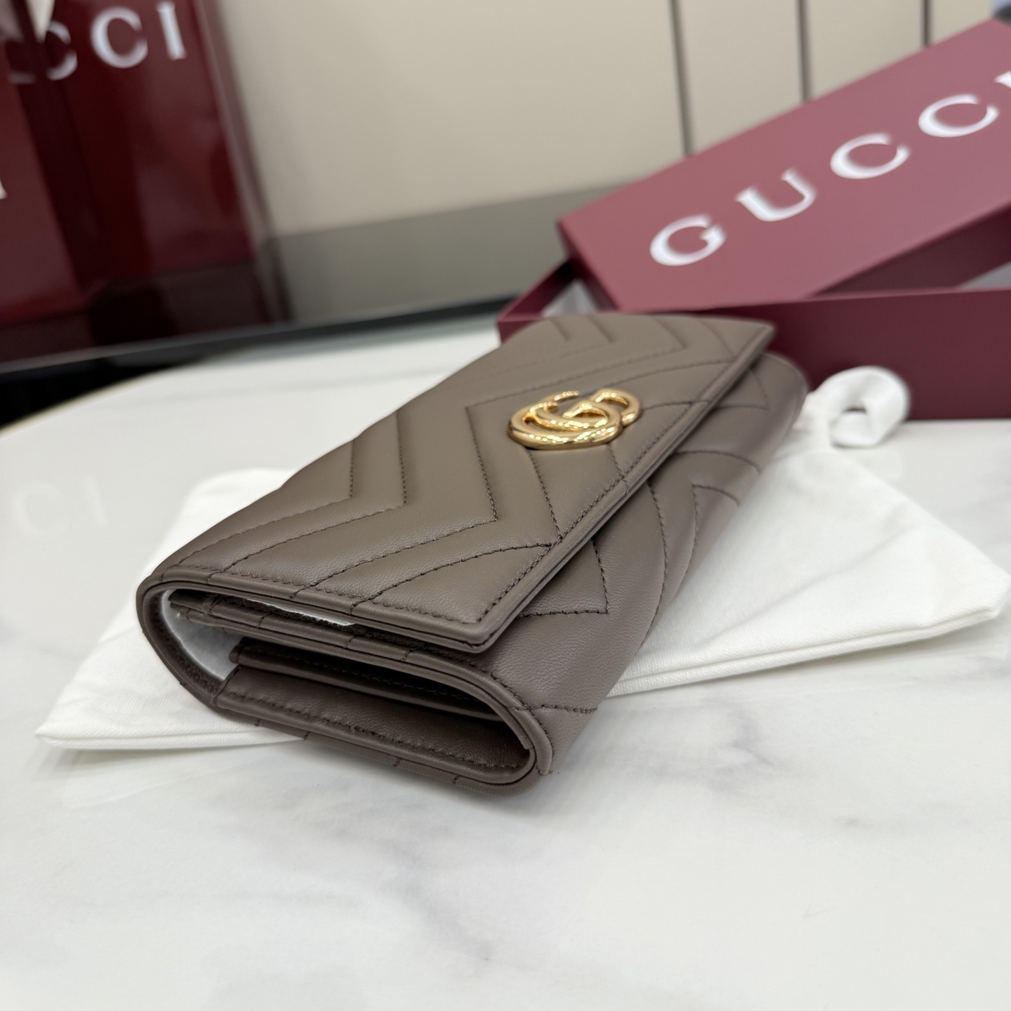 Gucci一比一壓紋雙G拉鍊長夾男士款商務簡約大容量精品錢包