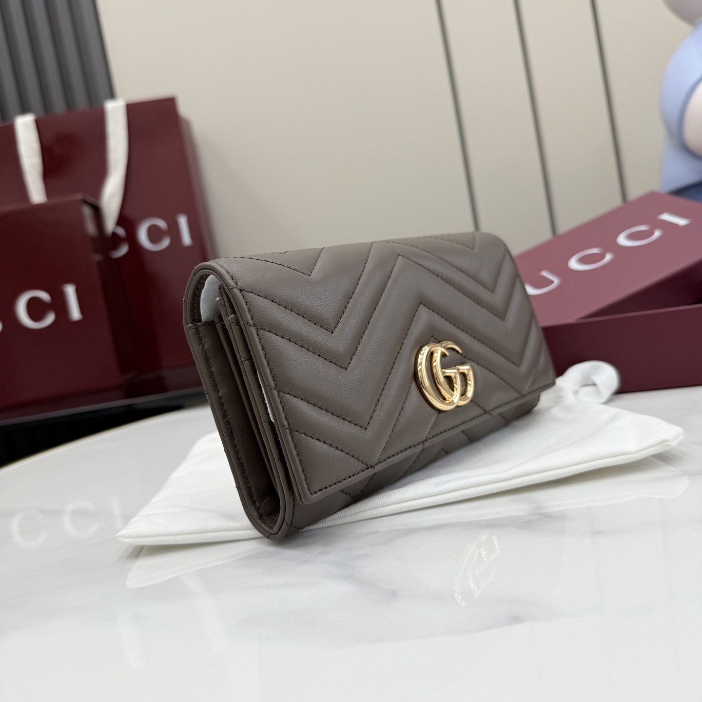 Gucci一比一壓紋雙G拉鍊長夾男士款商務簡約大容量精品錢包