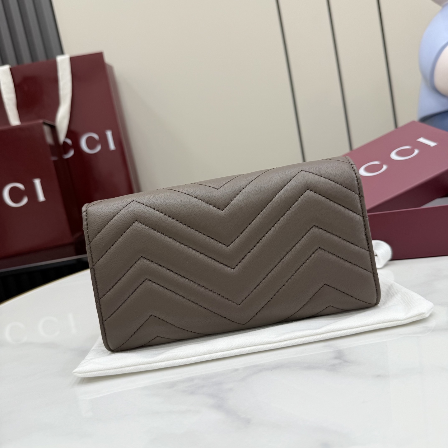 Gucci一比一壓紋雙G拉鍊長夾男士款商務簡約大容量精品錢包