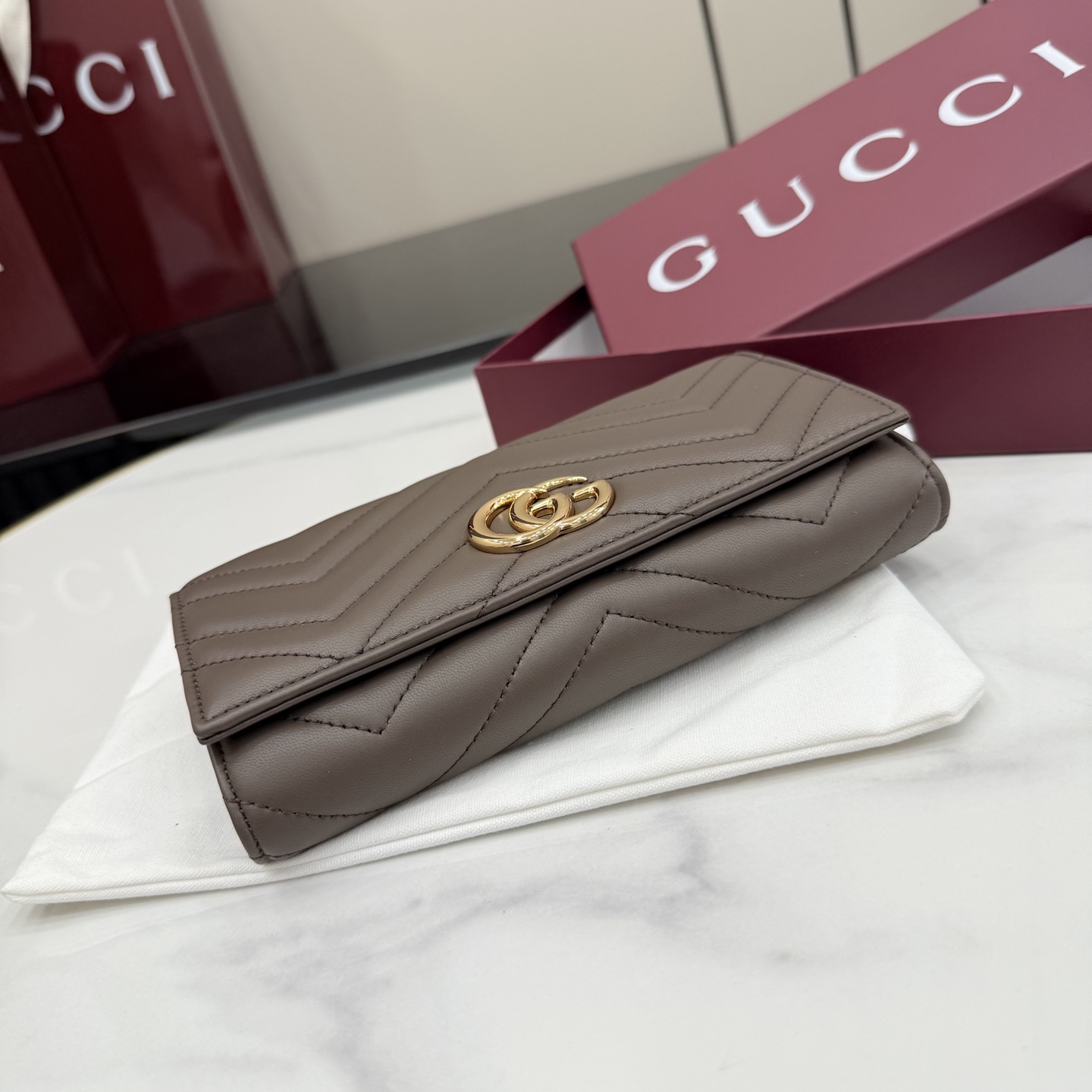 Gucci一比一壓紋雙G拉鍊長夾男士款商務簡約大容量精品錢包