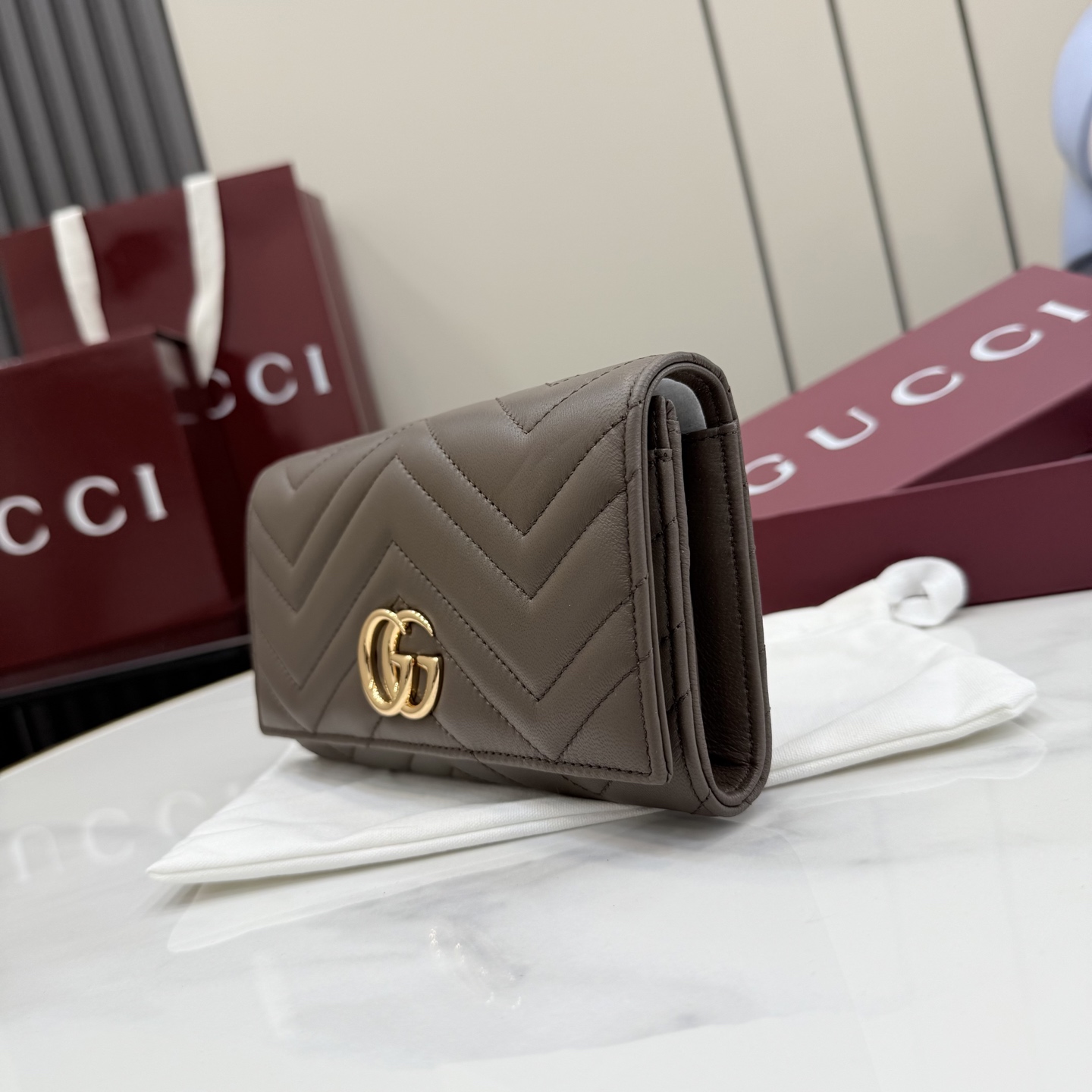 Gucci一比一壓紋雙G拉鍊長夾男士款商務簡約大容量精品錢包