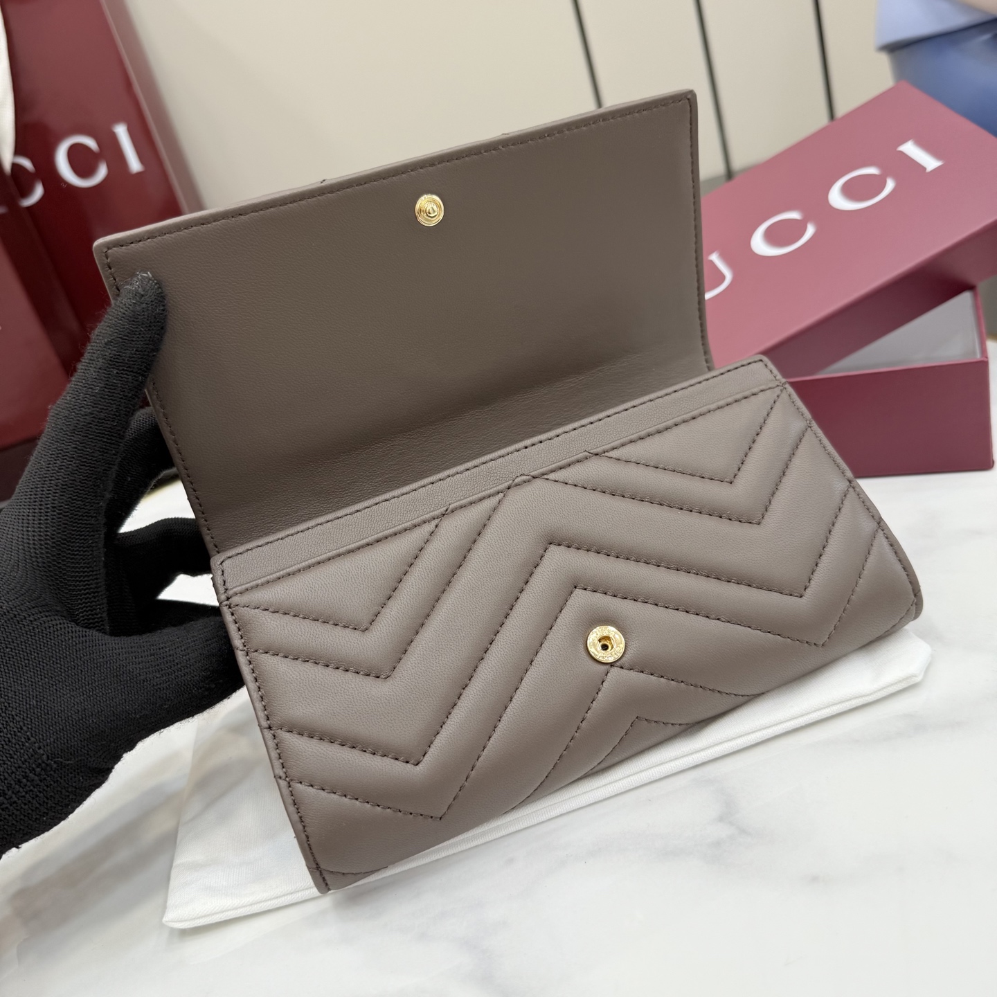 Gucci一比一壓紋雙G拉鍊長夾男士款商務簡約大容量精品錢包