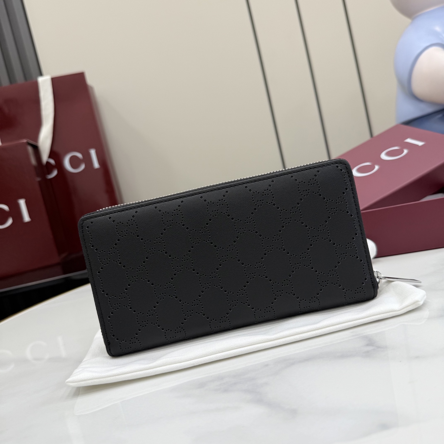 GucciA貨GG壓紋拉鍊長夾女士款黑色大容量時尚精品手拿包| 13 GucciA貨GG壓紋拉鍊長夾女士款黑色大容量時尚精品手拿包