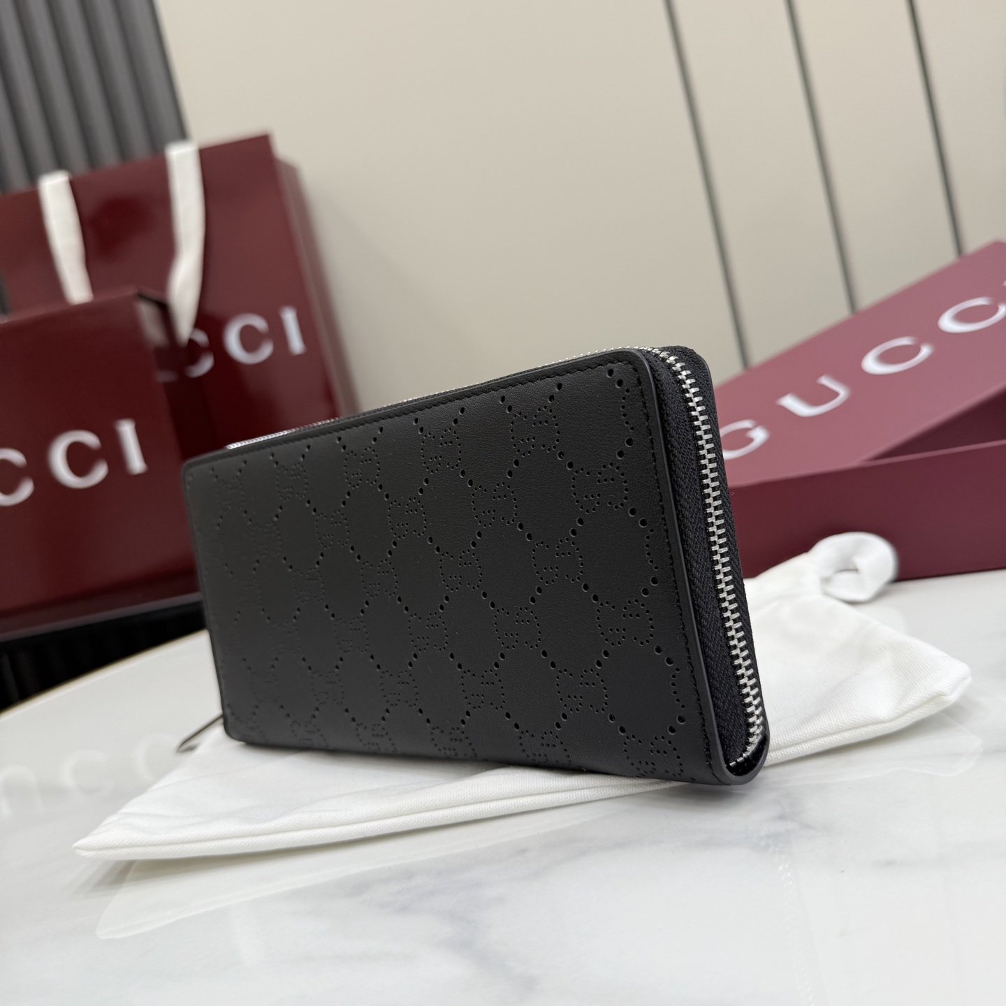 GucciA貨GG壓紋拉鍊長夾女士款黑色大容量時尚精品手拿包| 10 GucciA貨GG壓紋拉鍊長夾女士款黑色大容量時尚精品手拿包