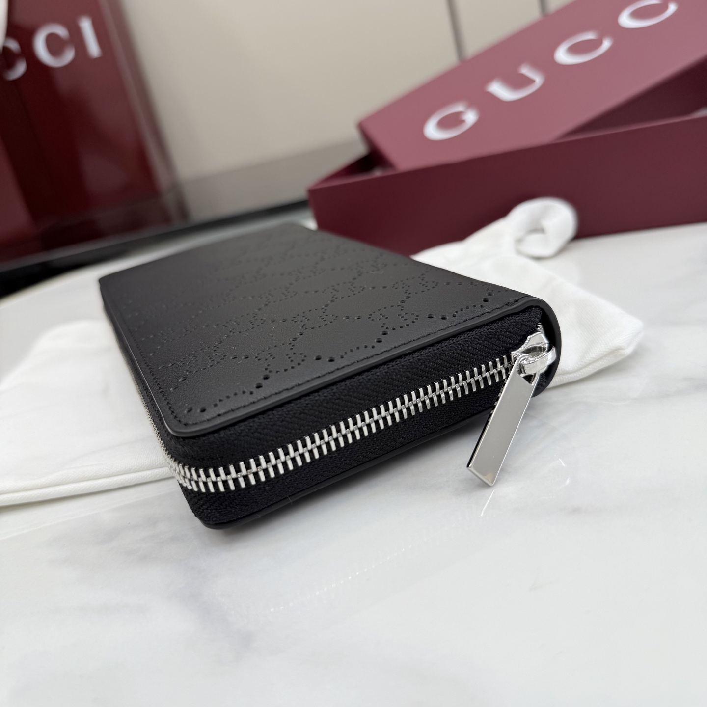 GucciA貨GG壓紋拉鍊長夾女士款黑色大容量時尚精品手拿包| 9 GucciA貨GG壓紋拉鍊長夾女士款黑色大容量時尚精品手拿包