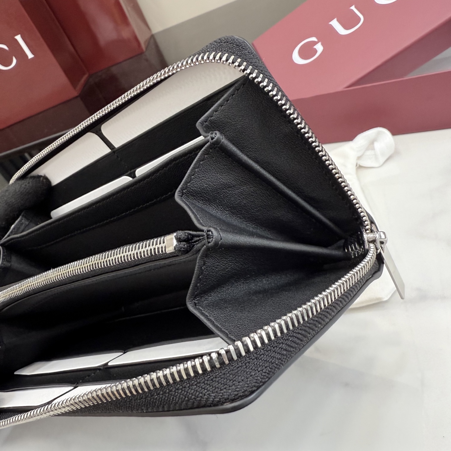 GucciA貨GG壓紋拉鍊長夾女士款黑色大容量時尚精品手拿包| 7 GucciA貨GG壓紋拉鍊長夾女士款黑色大容量時尚精品手拿包