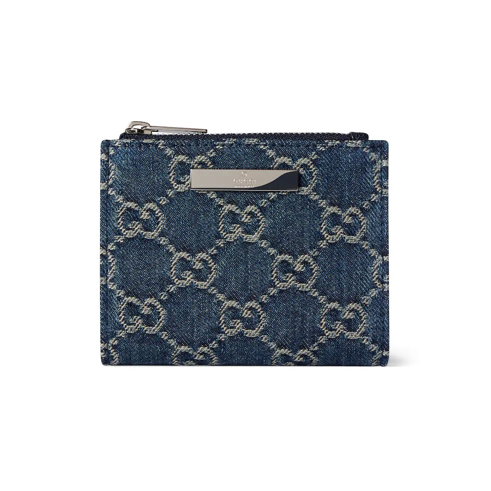 Gucci高仿牛仔GG老花拉鍊零錢包女士款小巧時尚百搭精品卡包