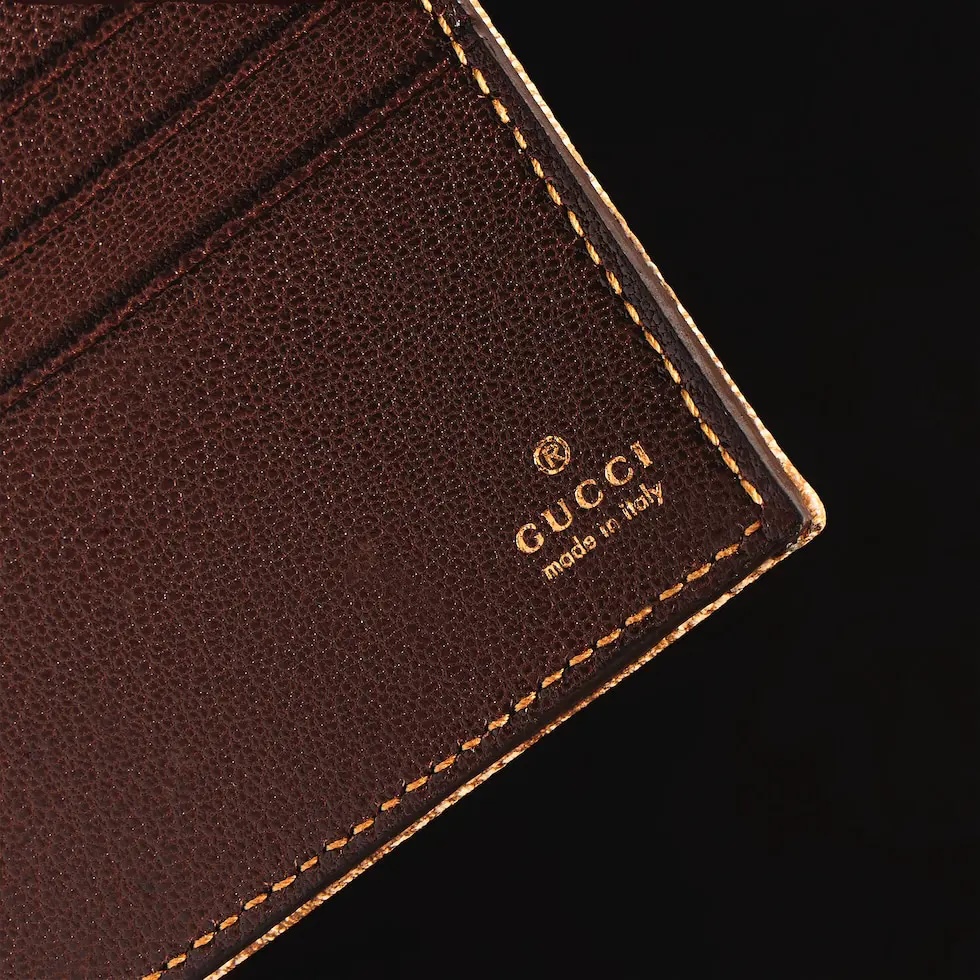 Gucci原單GG老花卡片夾男士款卡其色簡約百搭精品卡包