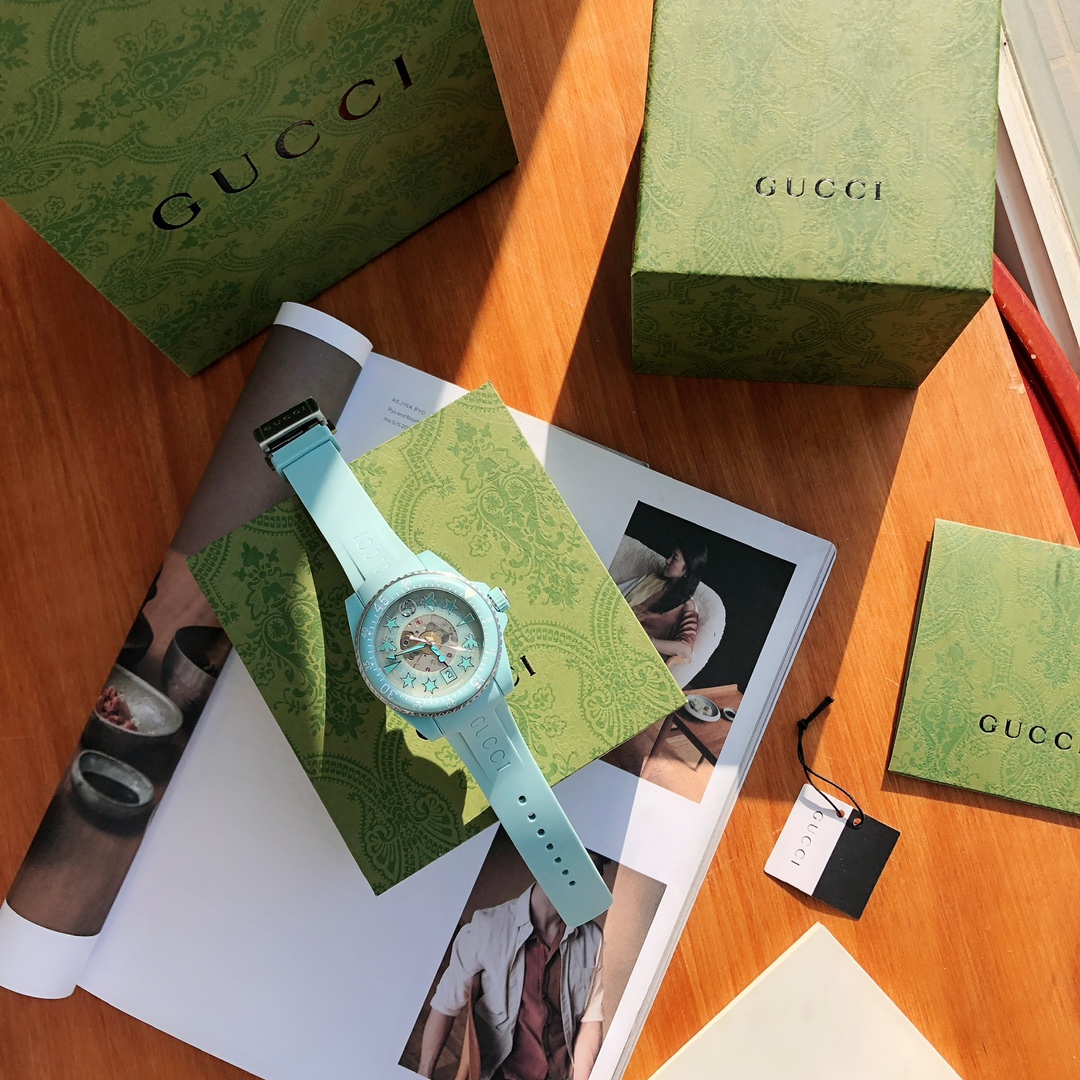Gucci高仿 Dive 鏤空機械腕錶 藍色橡膠帶 潛水運動款| 11 Gucci高仿 Dive 鏤空機械腕錶 藍色橡膠帶 潛水運動款