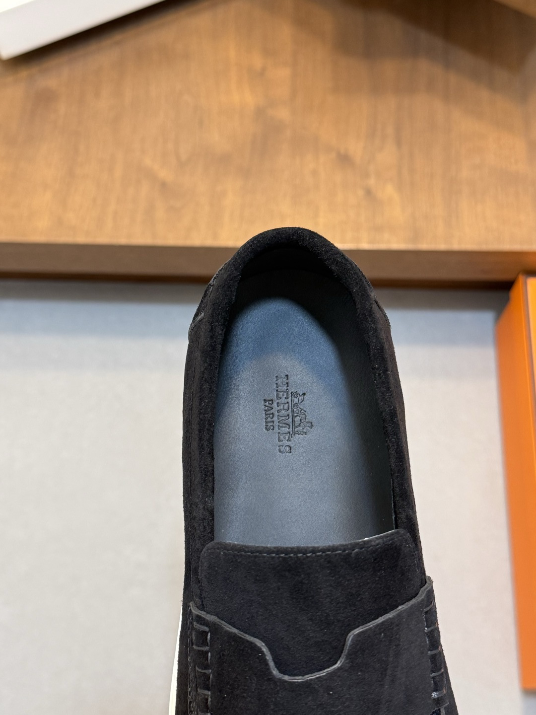 Hermes 一比一樂福鞋 男士黑色翻毛皮 經典百搭休閒鞋| 9 Hermes 一比一樂福鞋 男士黑色翻毛皮 經典百搭休閒鞋