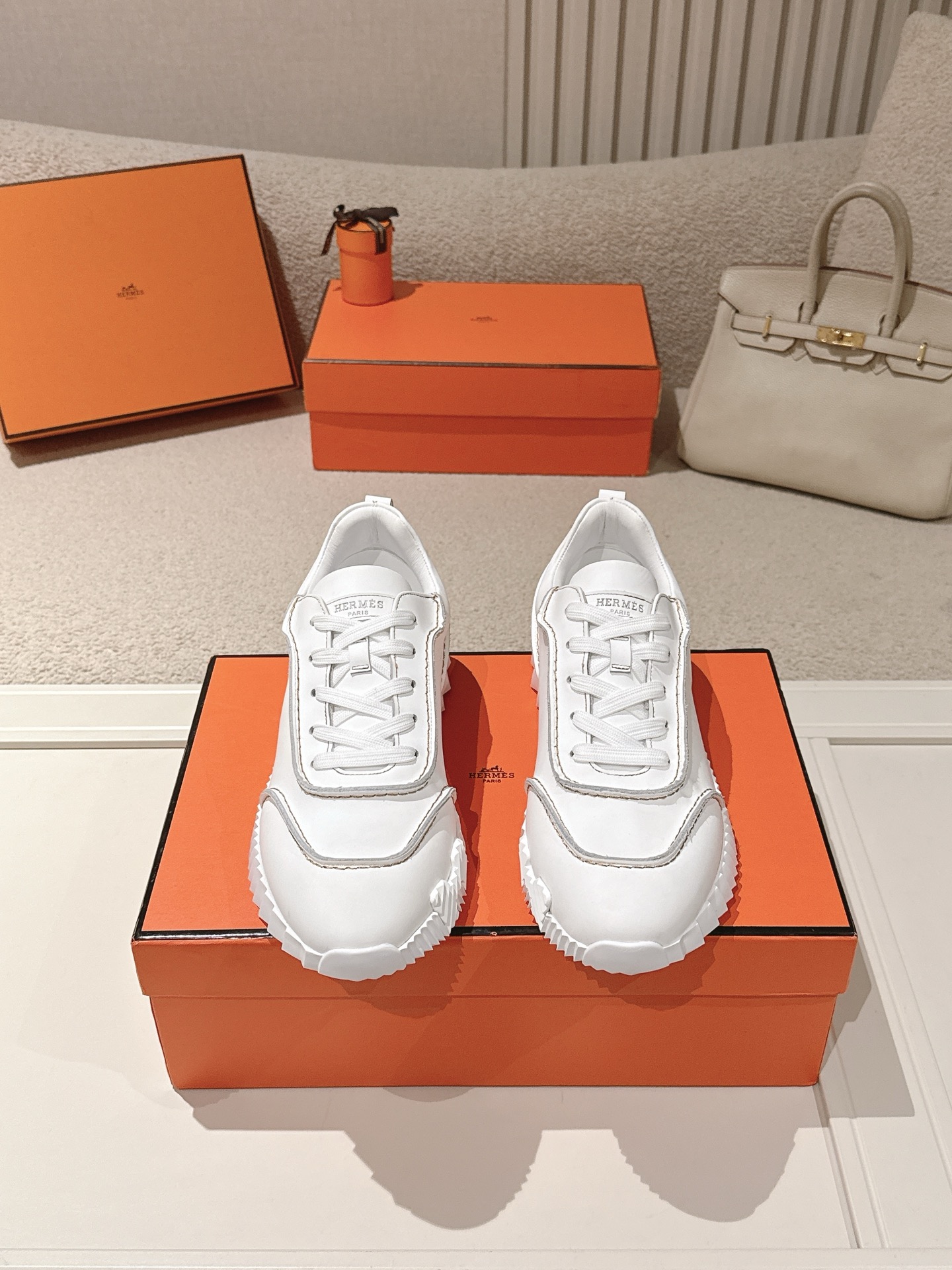 Hermes復刻男士運動鞋厚底休閒鞋時尚百搭輕奢款