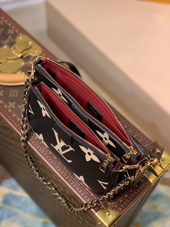 LV 一比一黑白拼色压纹链条单肩包 Mini腋下斜挎包 女士时尚百搭款| 5 LV 一比一黑白拼色压纹链条单肩包 Mini腋下斜挎包 女士时尚百搭款