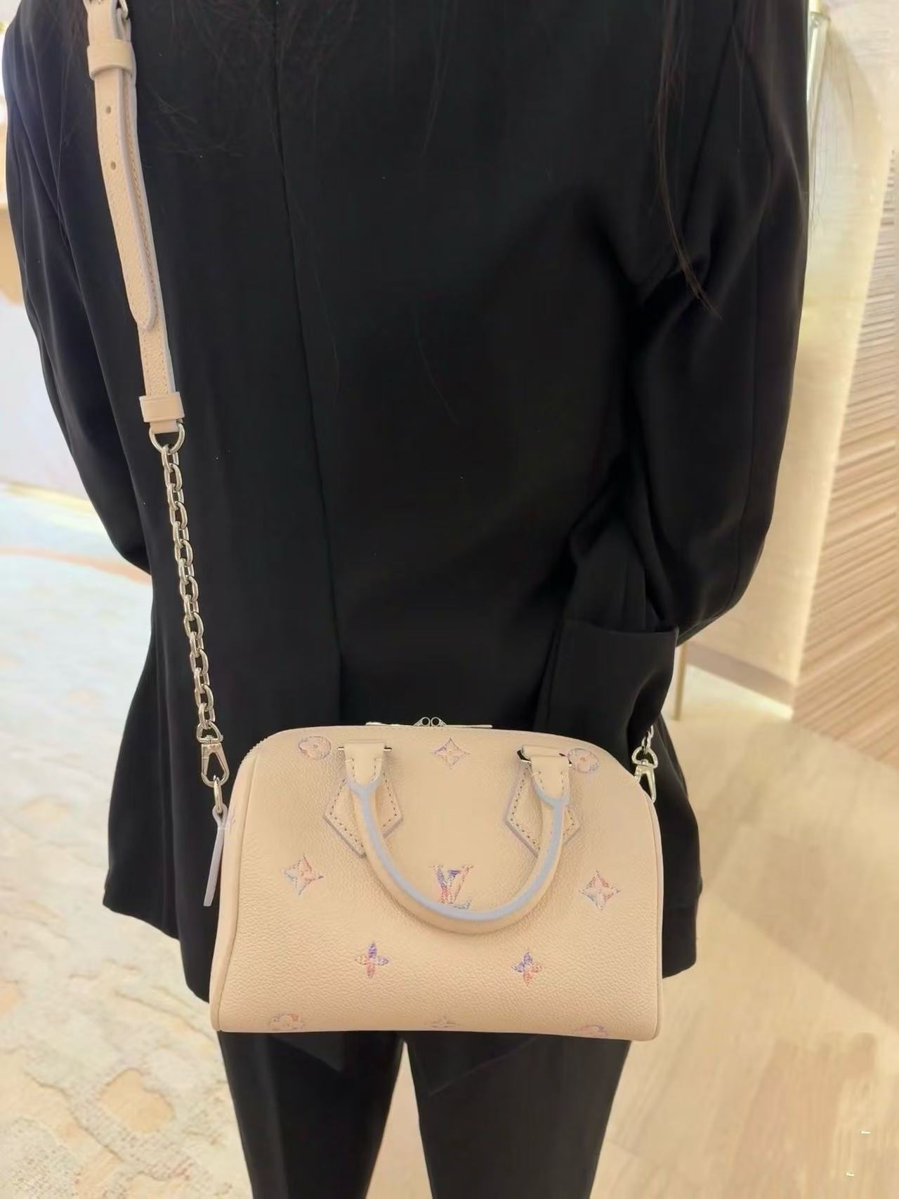 LV 原單 Speedy Nano 迷你波士頓包 米白手提包