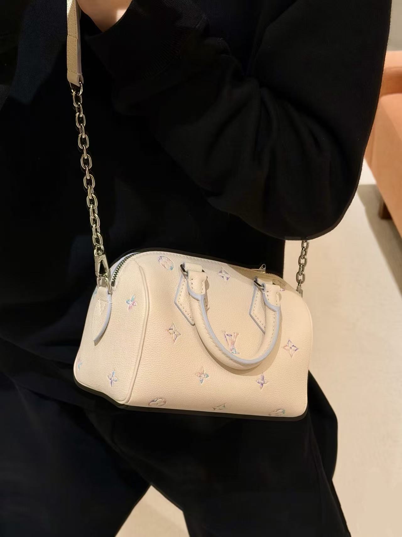 LV 原單 Speedy Nano 迷你波士頓包 米白手提包