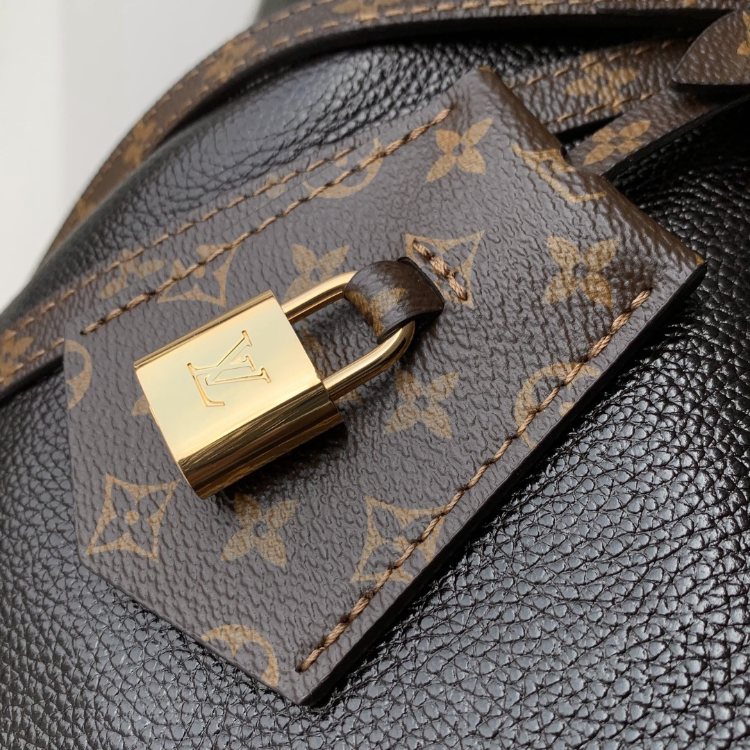 LV A貨 黑色荔枝紋皮革 手提單肩斜挎包