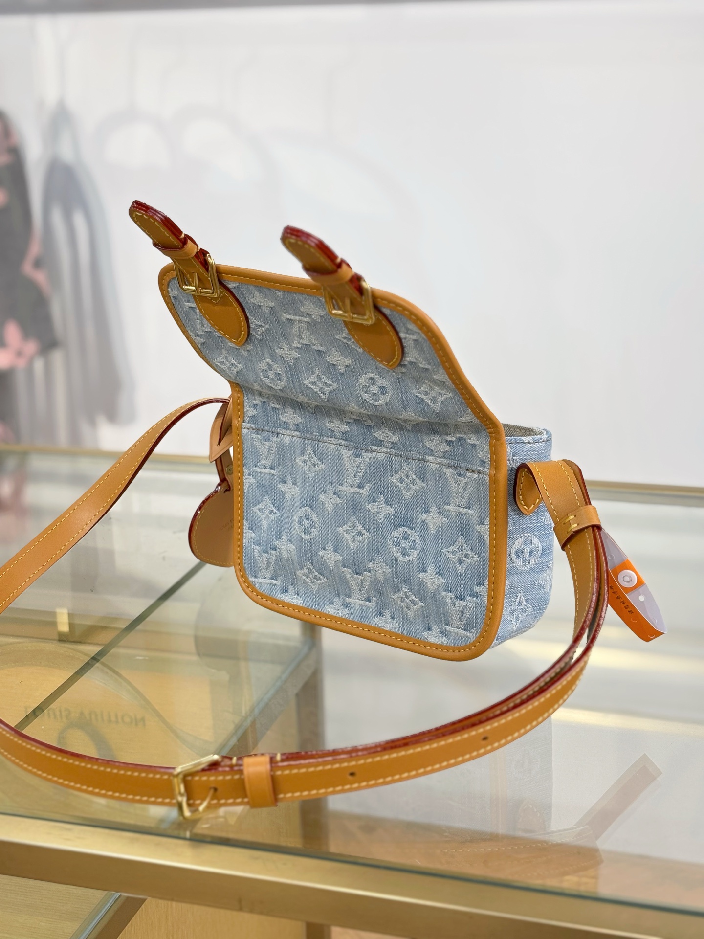 LV 原單 牛仔老花斜挎包 雙扣翻蓋小包
