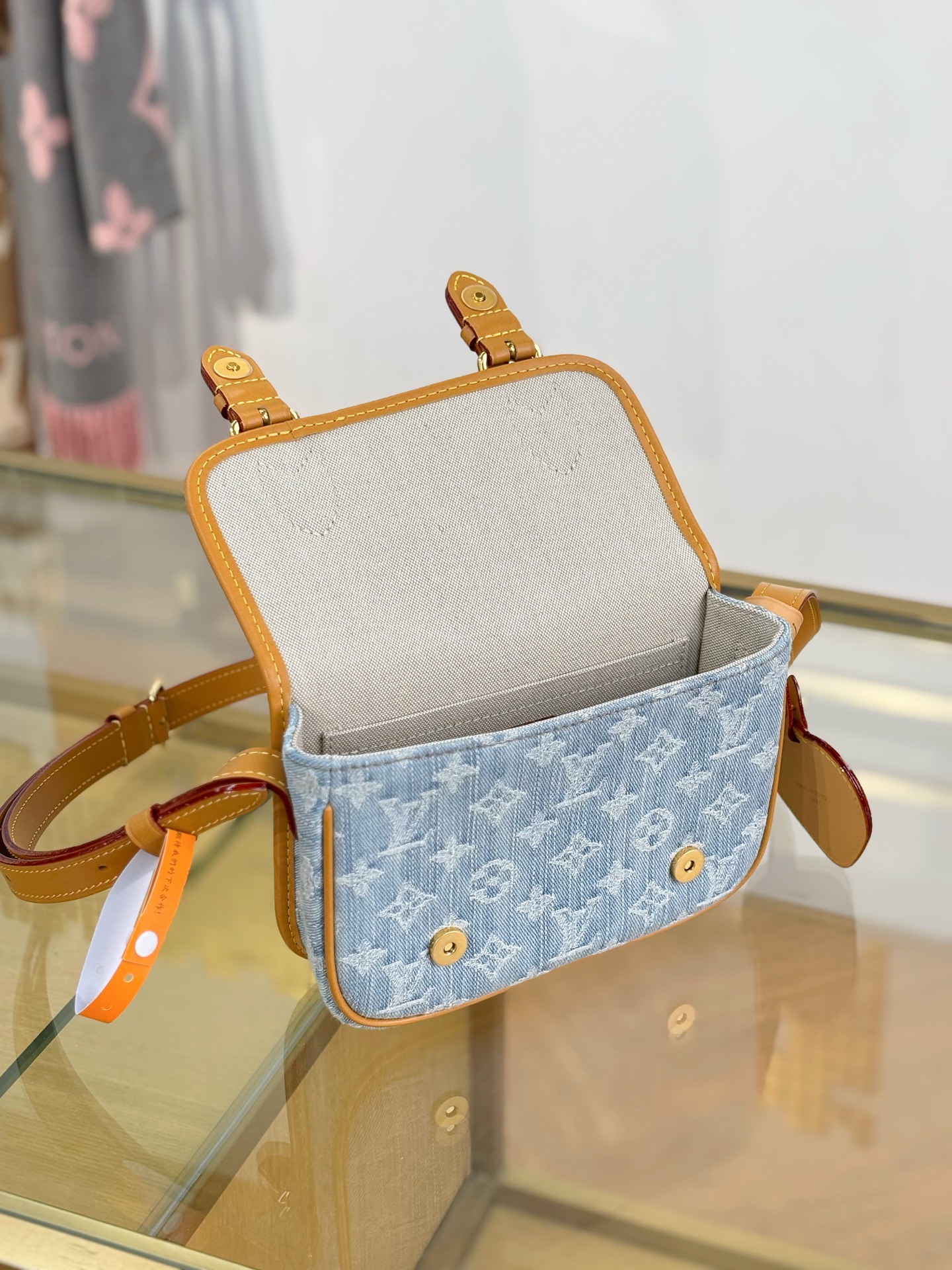 LV 原單 牛仔老花斜挎包 雙扣翻蓋小包