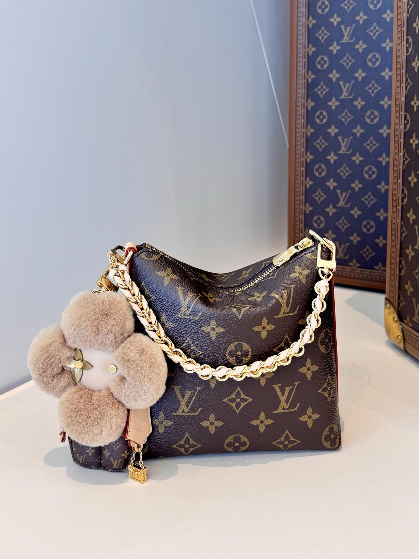 LV A貨 老花鏈條腋下包 時尚單肩斜挎包