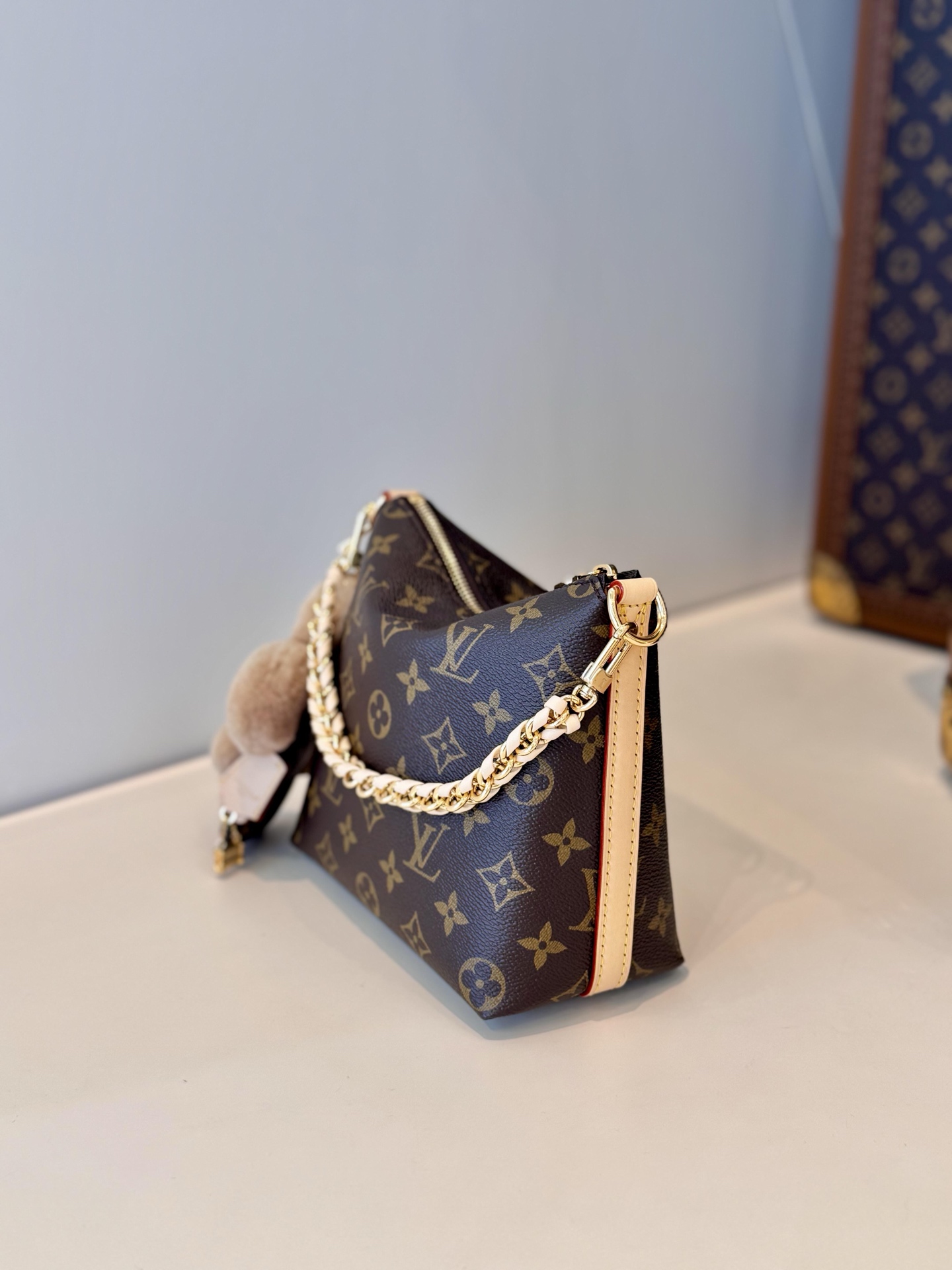 LV A貨 老花鏈條腋下包 時尚單肩斜挎包