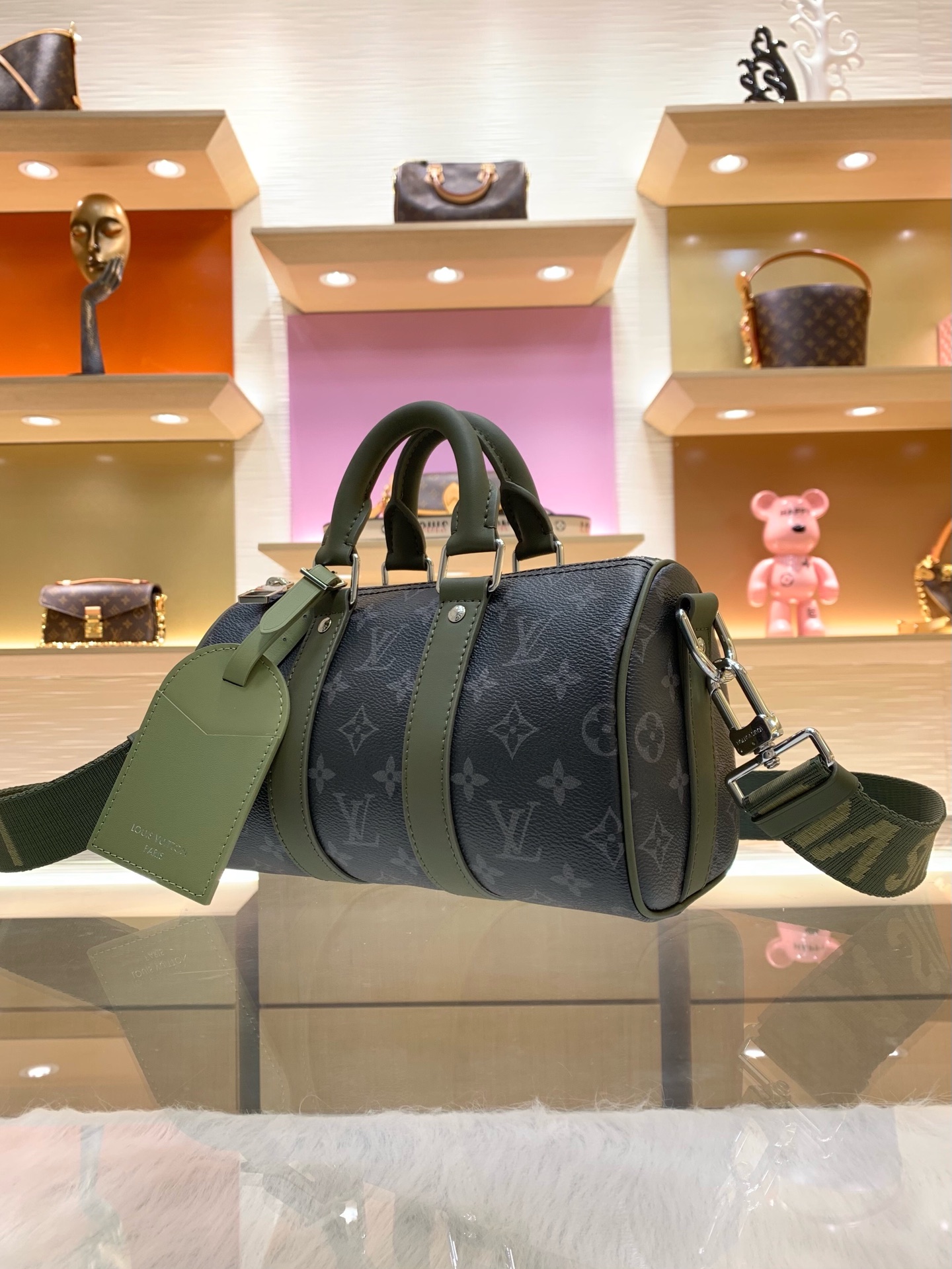 LV A貨 迷你Keepall手提包 黑灰老花斜挎小包| 14 LV A貨 迷你Keepall手提包 黑灰老花斜挎小包