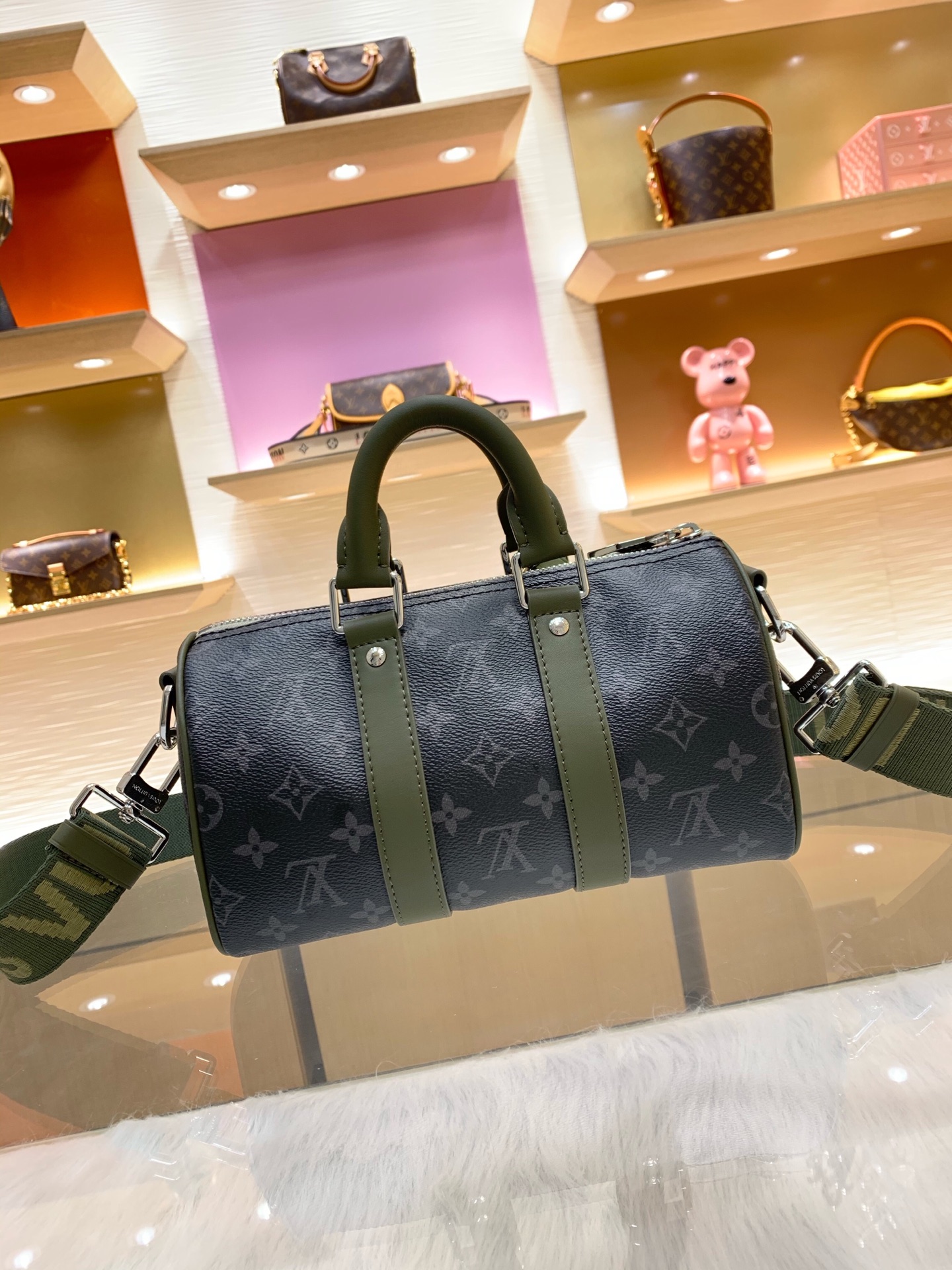 LV A貨 迷你Keepall手提包 黑灰老花斜挎小包| 13 LV A貨 迷你Keepall手提包 黑灰老花斜挎小包