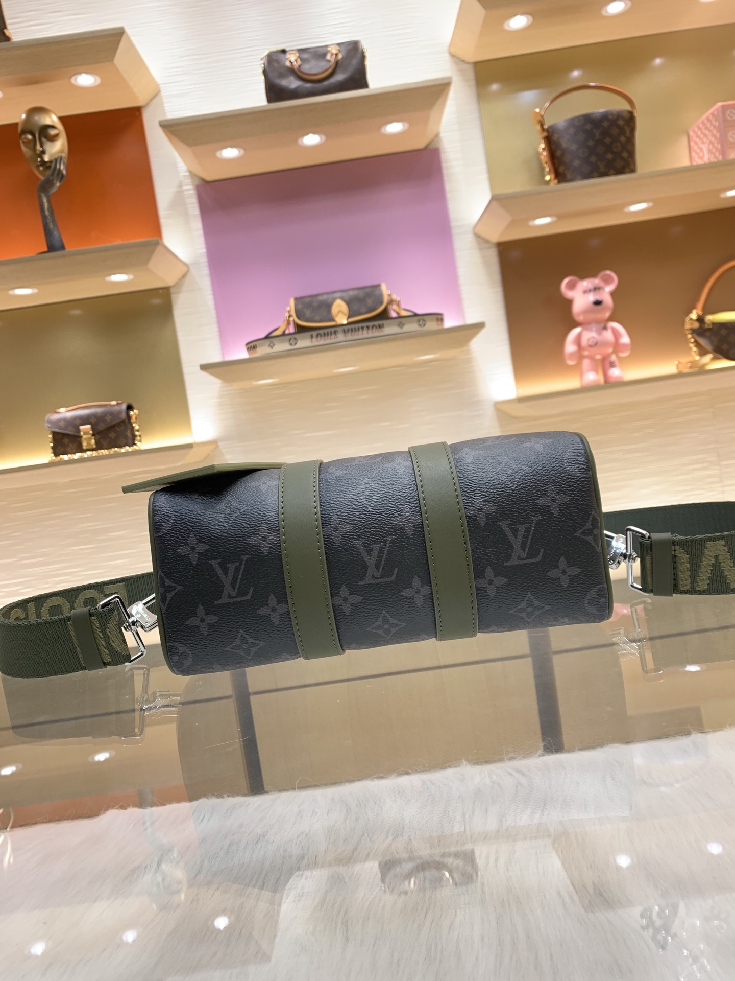 LV A貨 迷你Keepall手提包 黑灰老花斜挎小包| 12 LV A貨 迷你Keepall手提包 黑灰老花斜挎小包