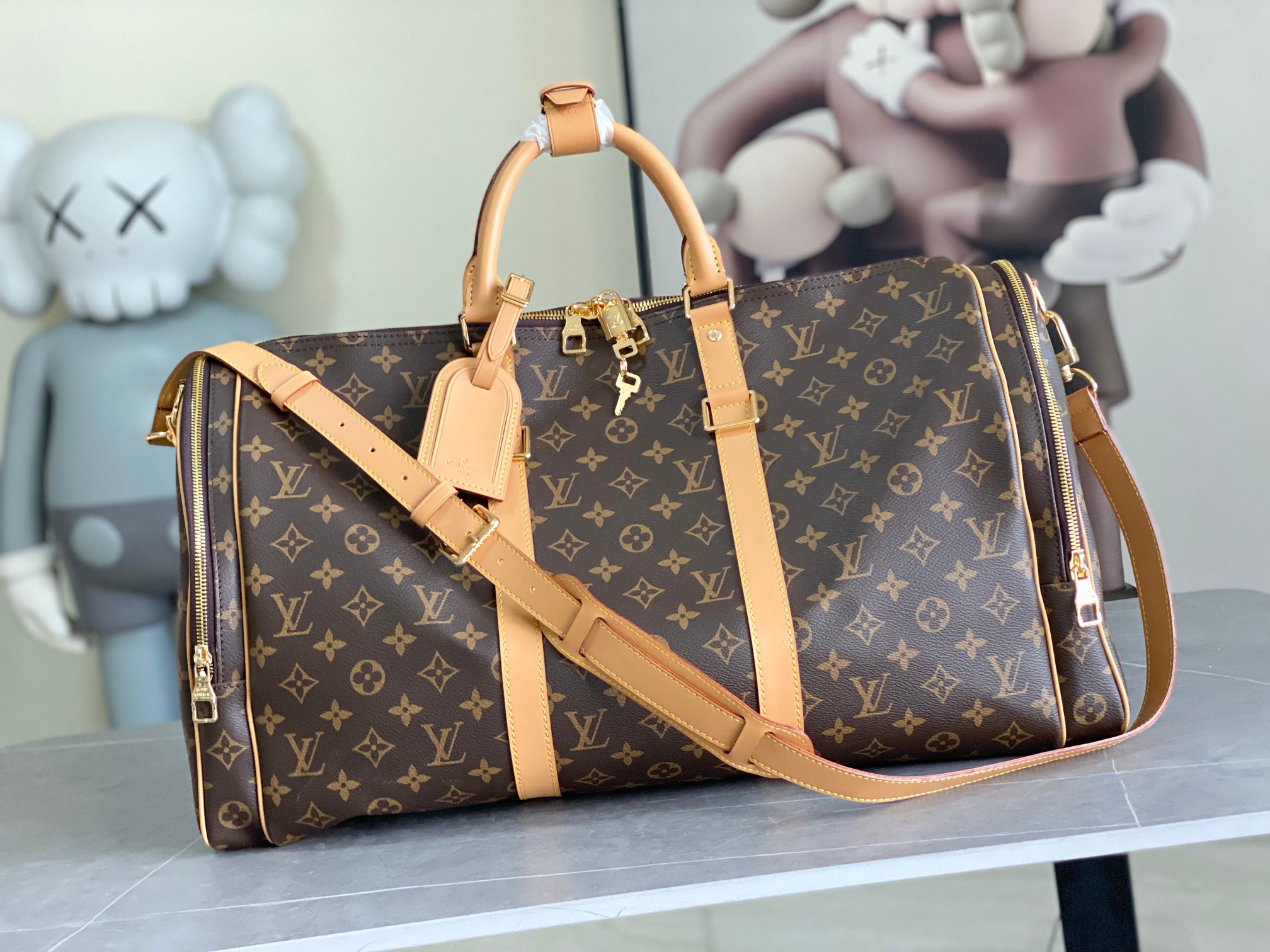 LV 一比一 經典老花Keepall旅行包 大容量手提斜挎包