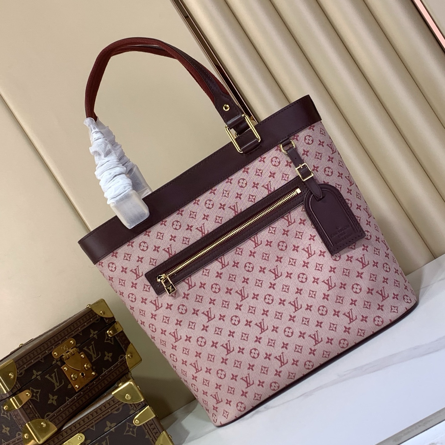 LV A貨粉色老花托特包 大容量手提包百搭款