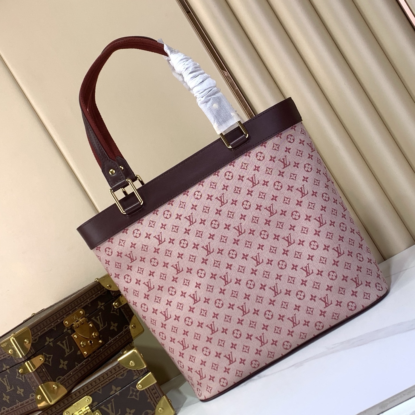 LV A貨粉色老花托特包 大容量手提包百搭款