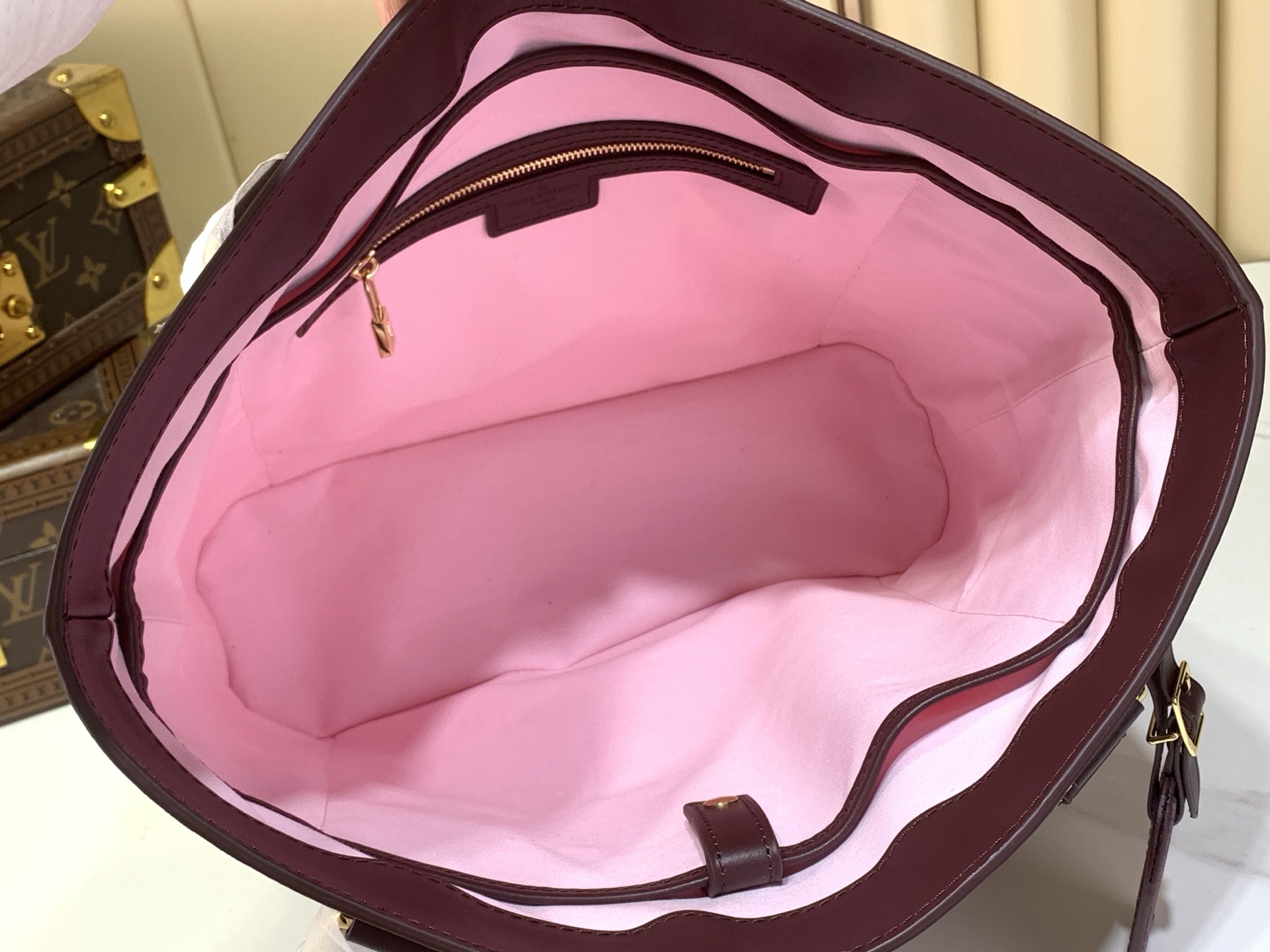 LV A貨粉色老花托特包 大容量手提包百搭款