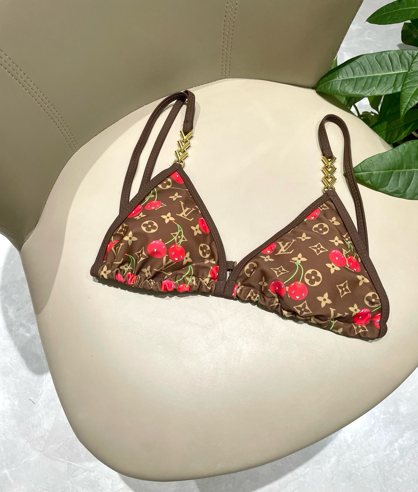 LV A貨 樱桃印花比基尼套装 性感分体泳衣女士沙滩泳装