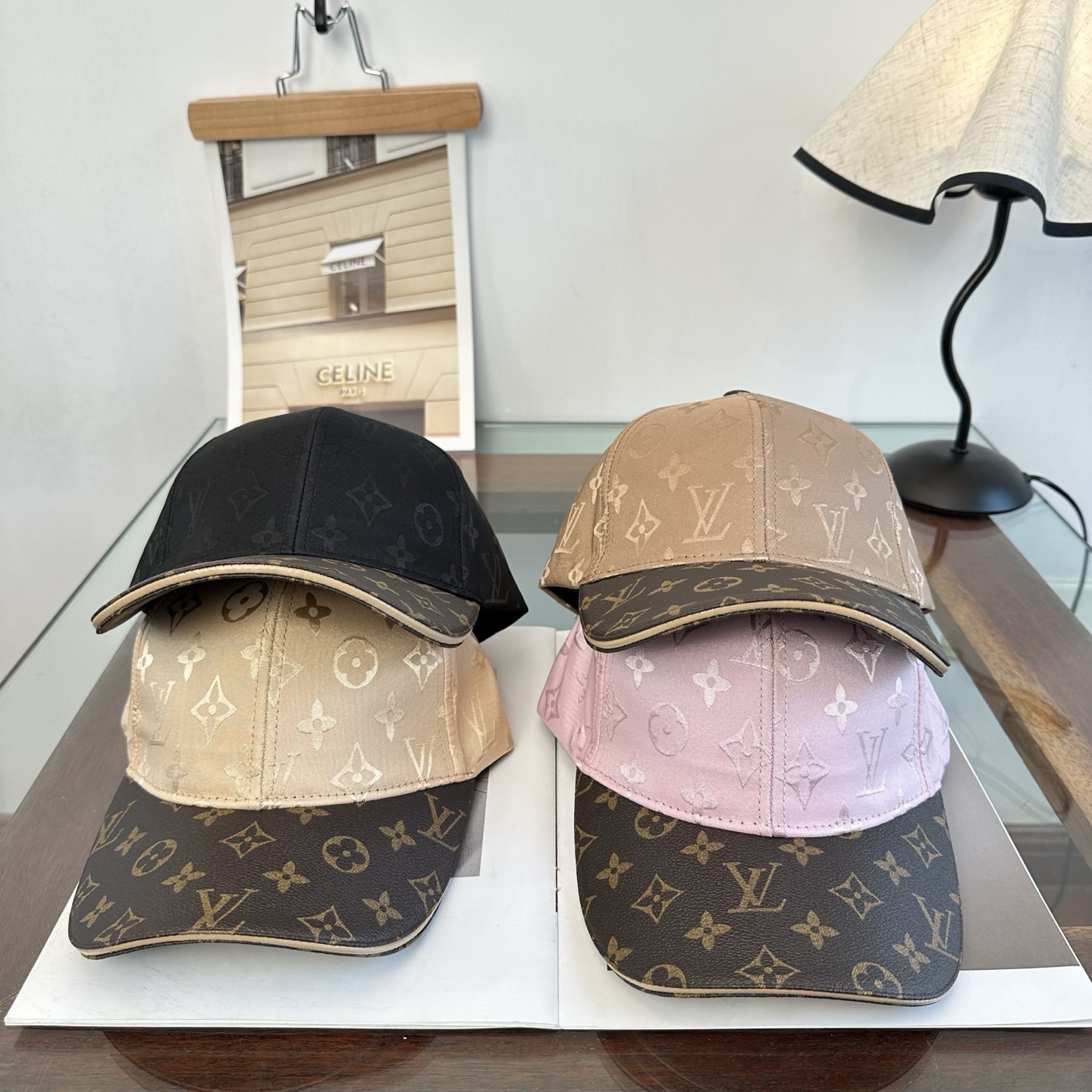 LV原單米色老花拼接棒球帽 經典百搭休閒帽