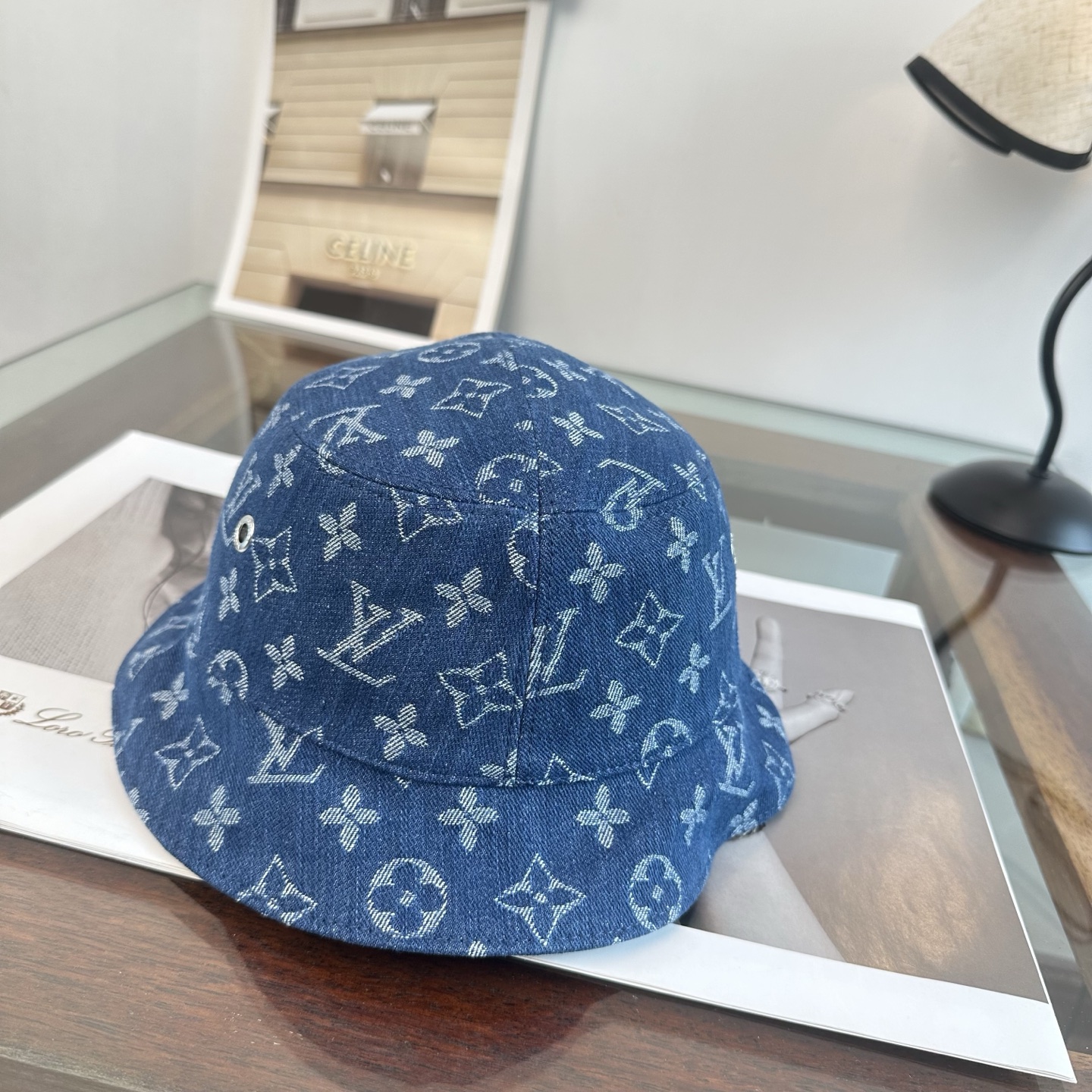 LV高仿牛仔藍老花漁夫帽 Monogram提花休閒百搭遮陽帽| 13 LV高仿牛仔藍老花漁夫帽 Monogram提花休閒百搭遮陽帽