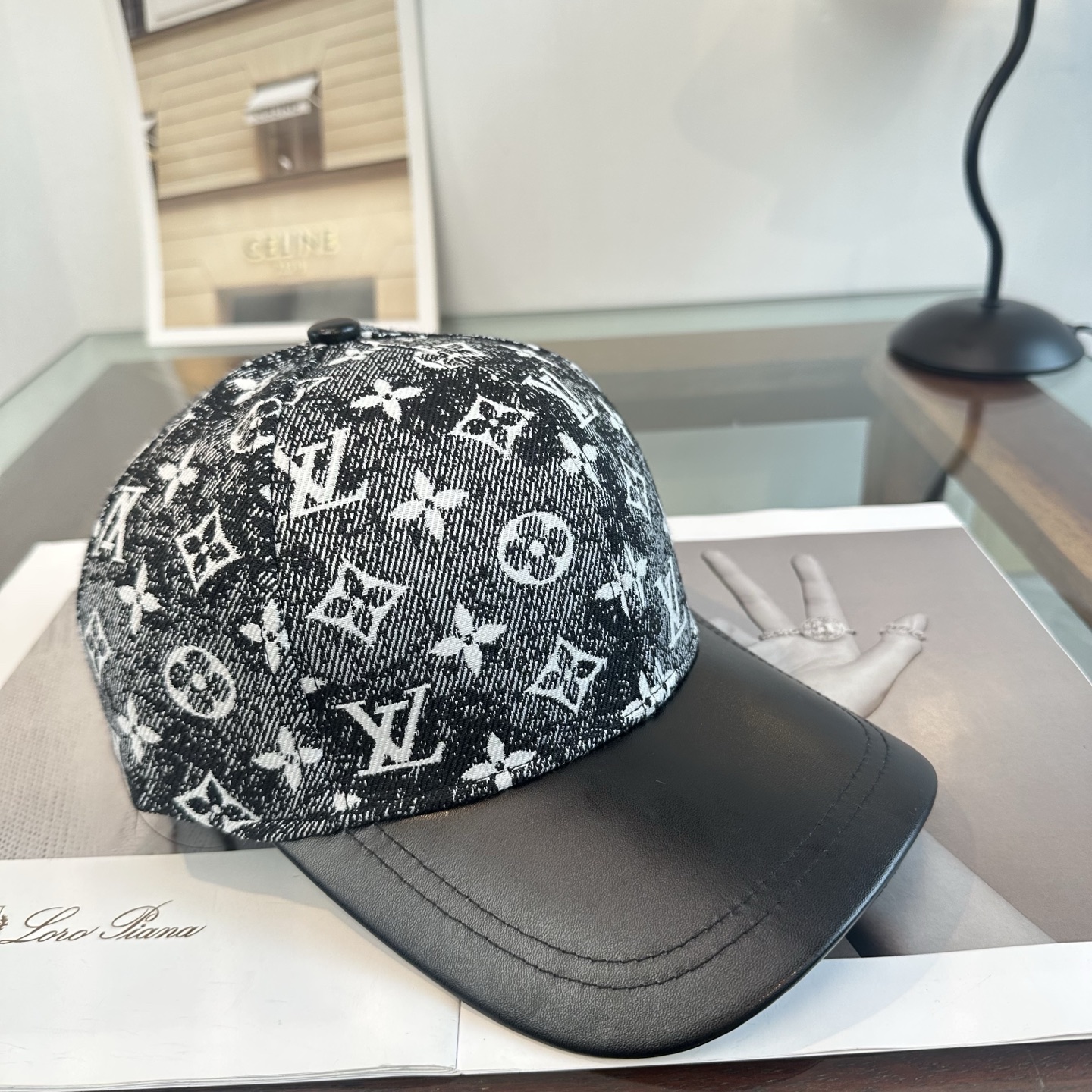 LV原單黑白老花拼皮棒球帽 Monogram拼接休閒鴨舌帽| 13 LV原單黑白老花拼皮棒球帽 Monogram拼接休閒鴨舌帽