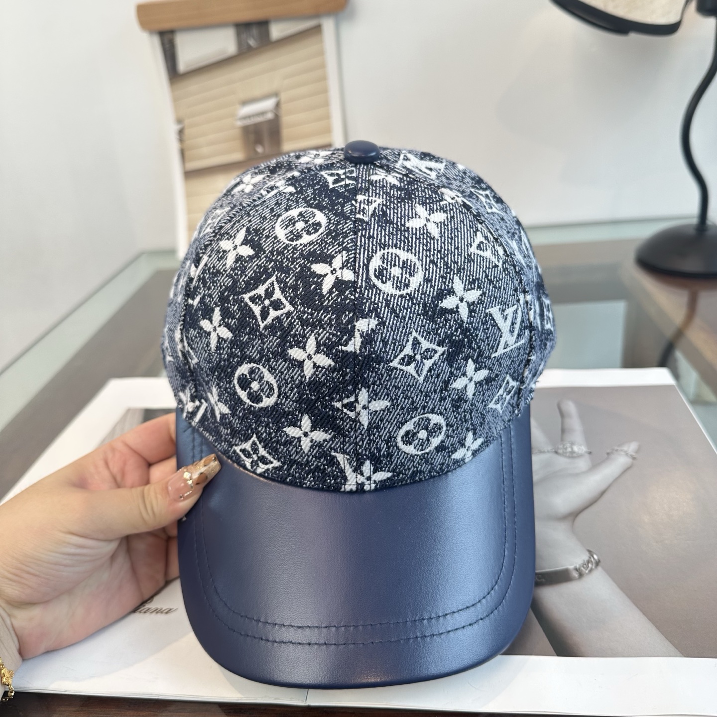 LV一比一深藍老花拼皮棒球帽 Monogram經典休閒鴨舌帽| 12 LV一比一深藍老花拼皮棒球帽 Monogram經典休閒鴨舌帽