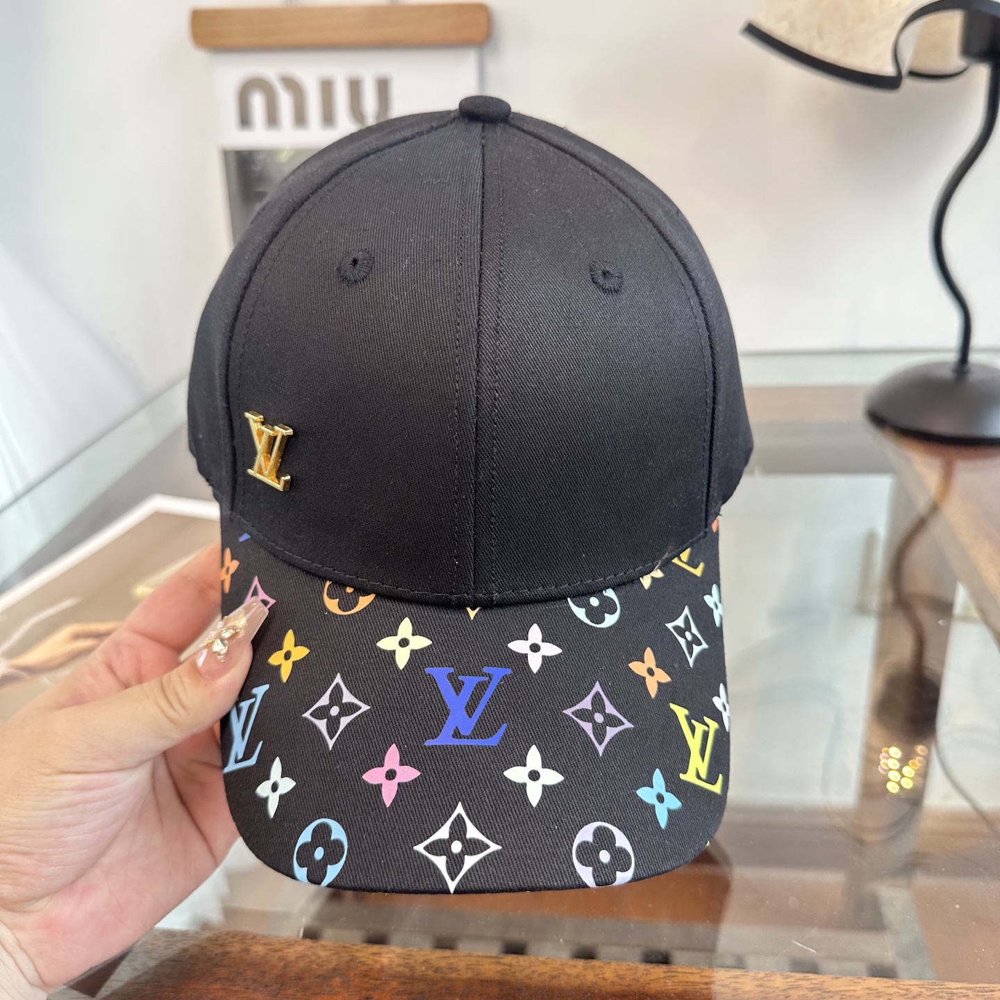 LV原單黑彩虹老花拼色棒球帽 彩色Monogram潮流鴨舌帽| 11 LV原單黑彩虹老花拼色棒球帽 彩色Monogram潮流鴨舌帽