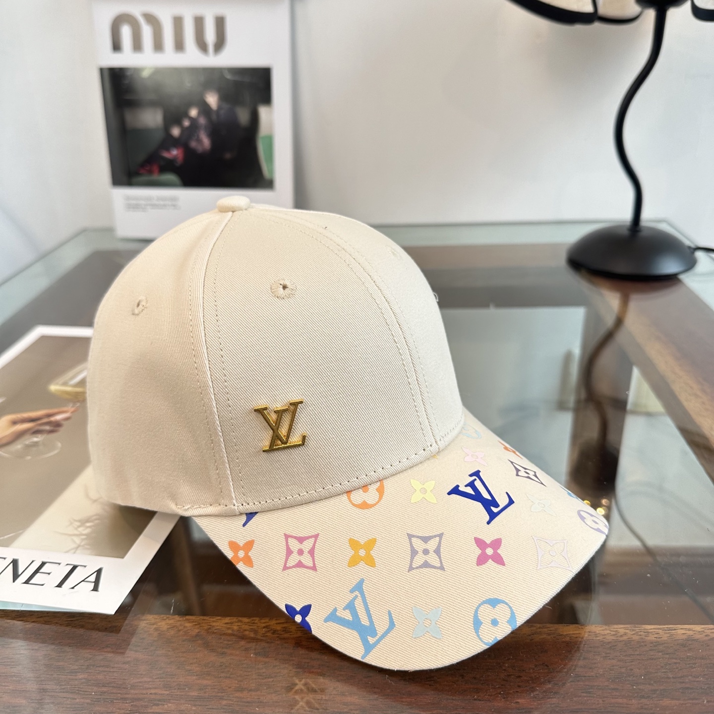 LV原單米白彩色老花棒球帽 清新百搭休閒遮陽帽| 13 LV原單米白彩色老花棒球帽 清新百搭休閒遮陽帽