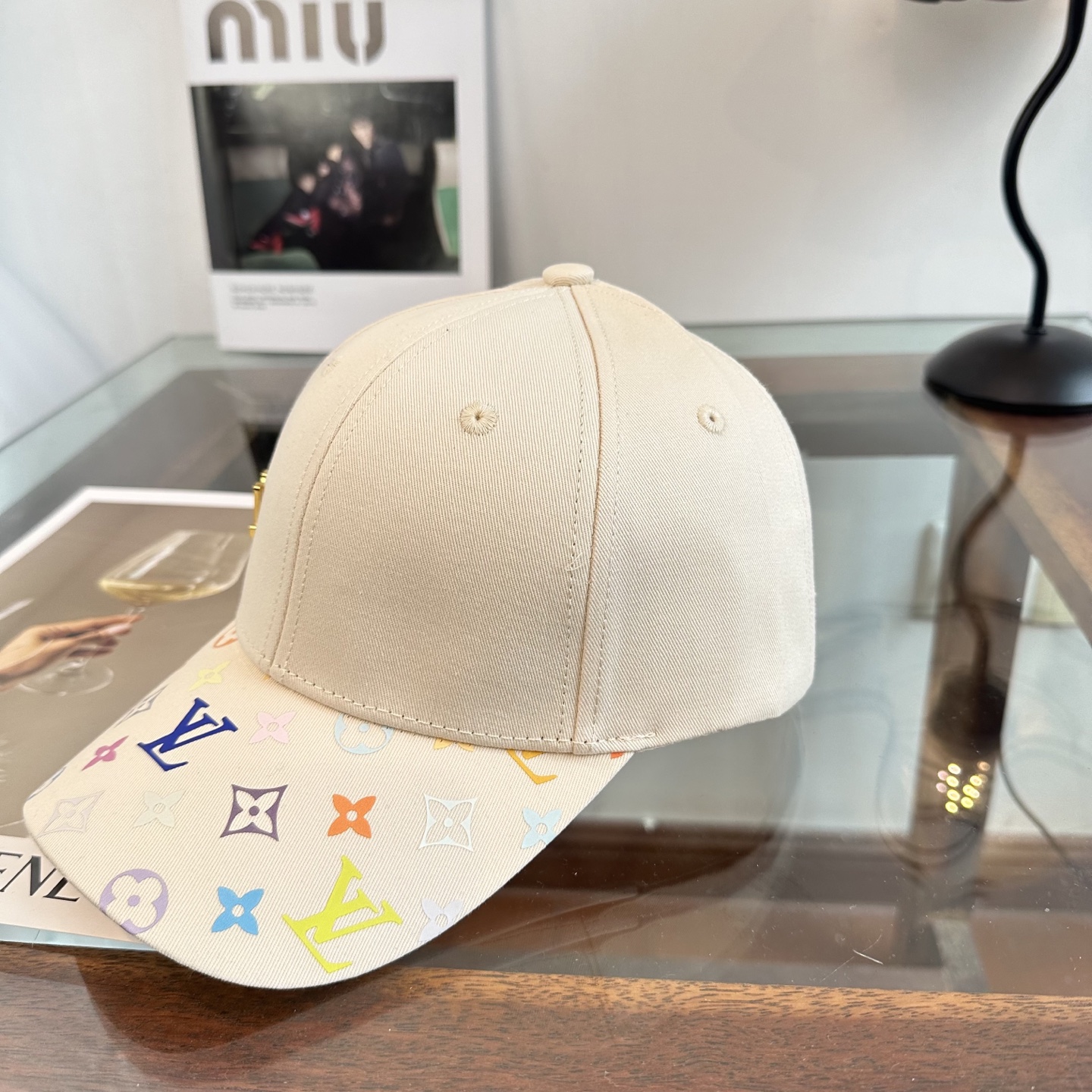 LV原單米白彩色老花棒球帽 清新百搭休閒遮陽帽| 12 LV原單米白彩色老花棒球帽 清新百搭休閒遮陽帽