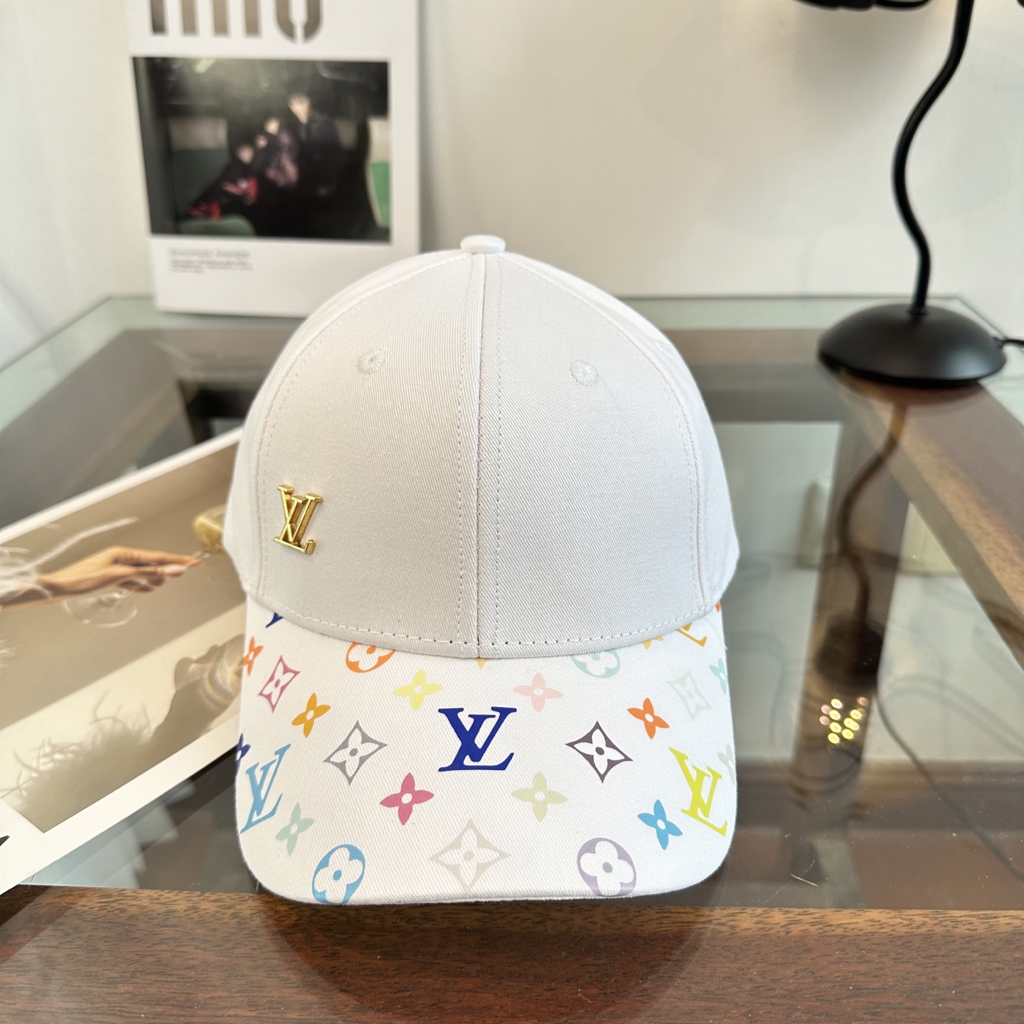 LV一比一白色彩色老花棒球帽 潮流百搭時尚帽