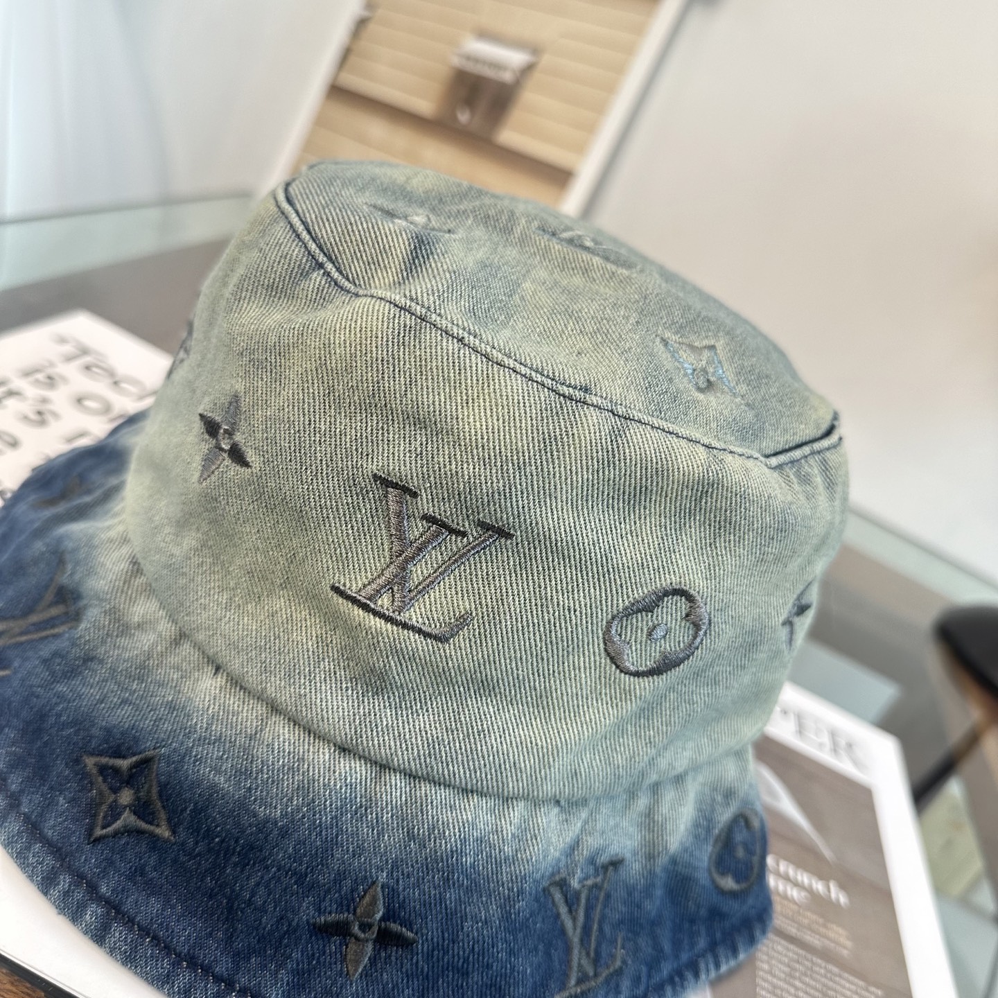 LV高仿水洗漸變牛仔漁夫帽 復古潮流百搭帽