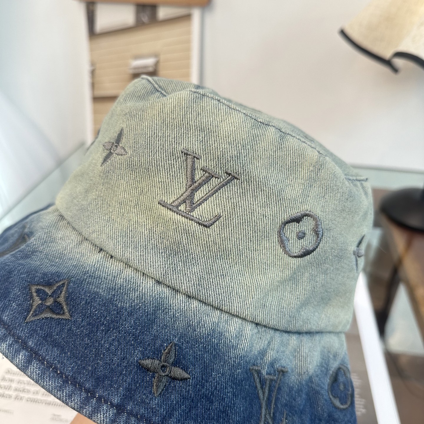 LV高仿水洗漸變牛仔漁夫帽 復古潮流百搭帽