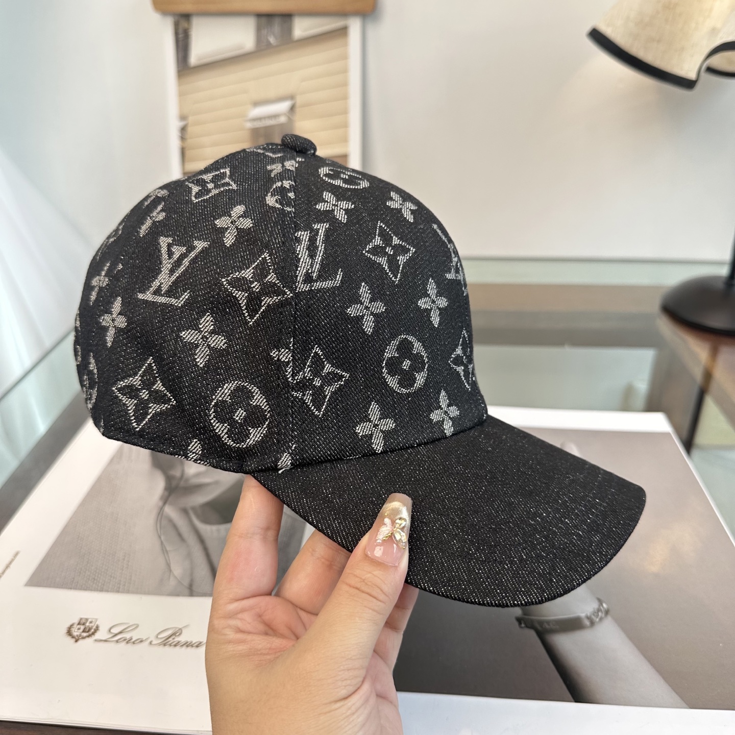 LV原單黑色滿版老花牛仔棒球帽 潮流百搭帽| 9 LV原單黑色滿版老花牛仔棒球帽 潮流百搭帽