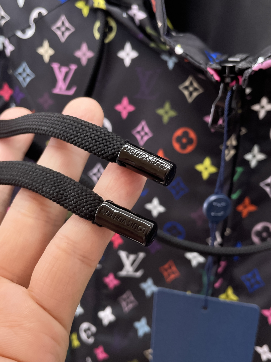 LV高仿彩色Monogram連帽外套 男士潮流印花防風夾克