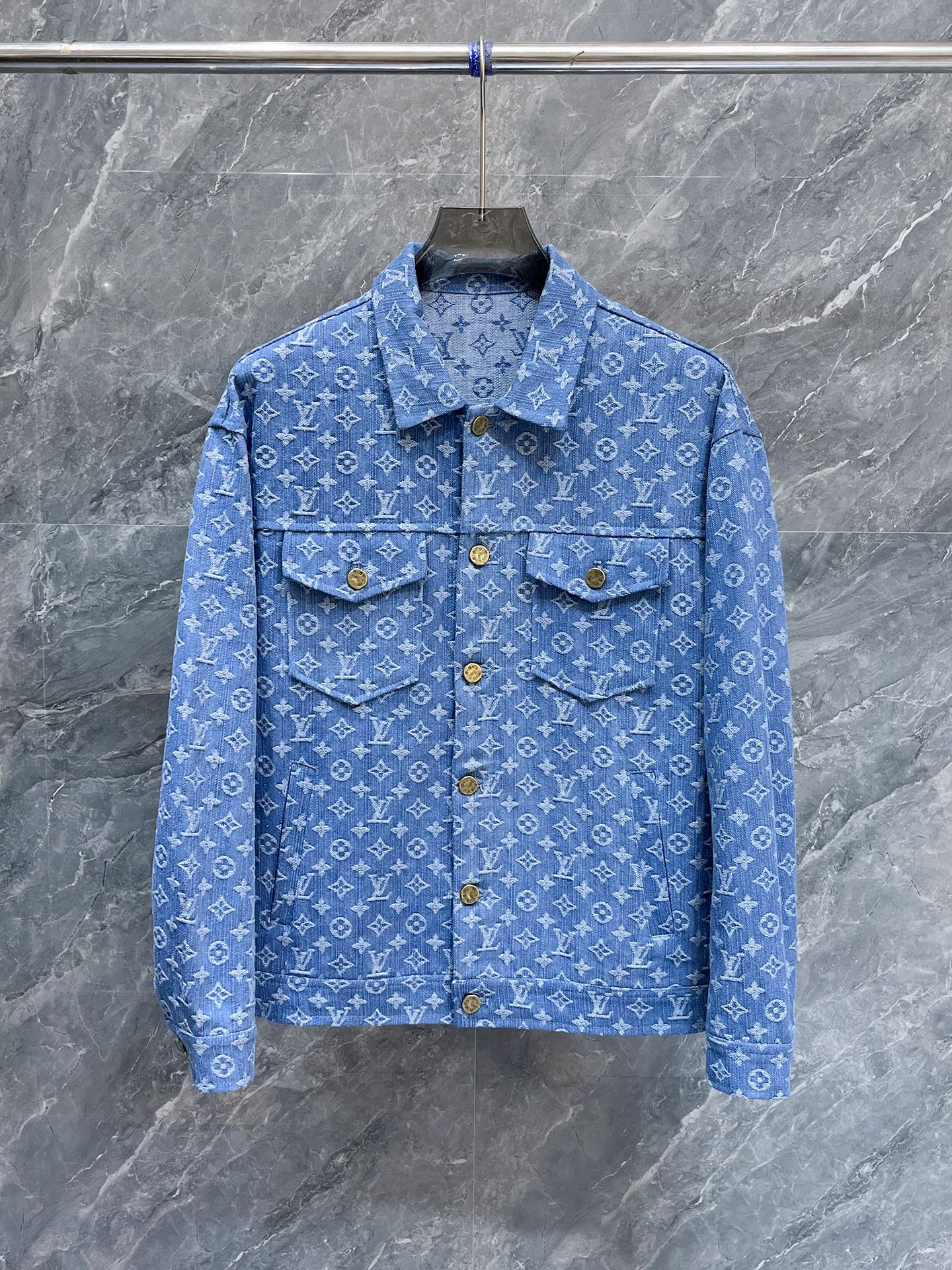 LV A貨滿印牛仔外套 男士經典Monogram丹寧夾克