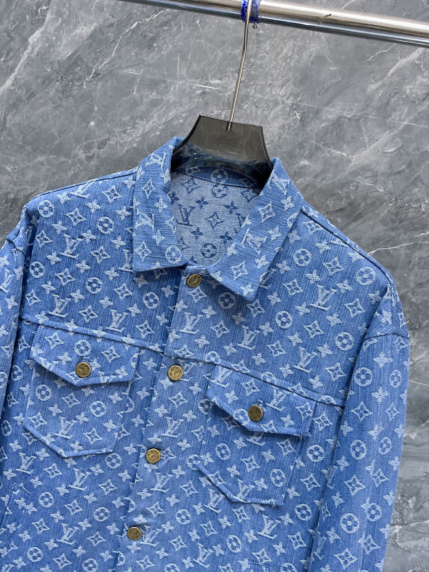 LV A貨滿印牛仔外套 男士經典Monogram丹寧夾克