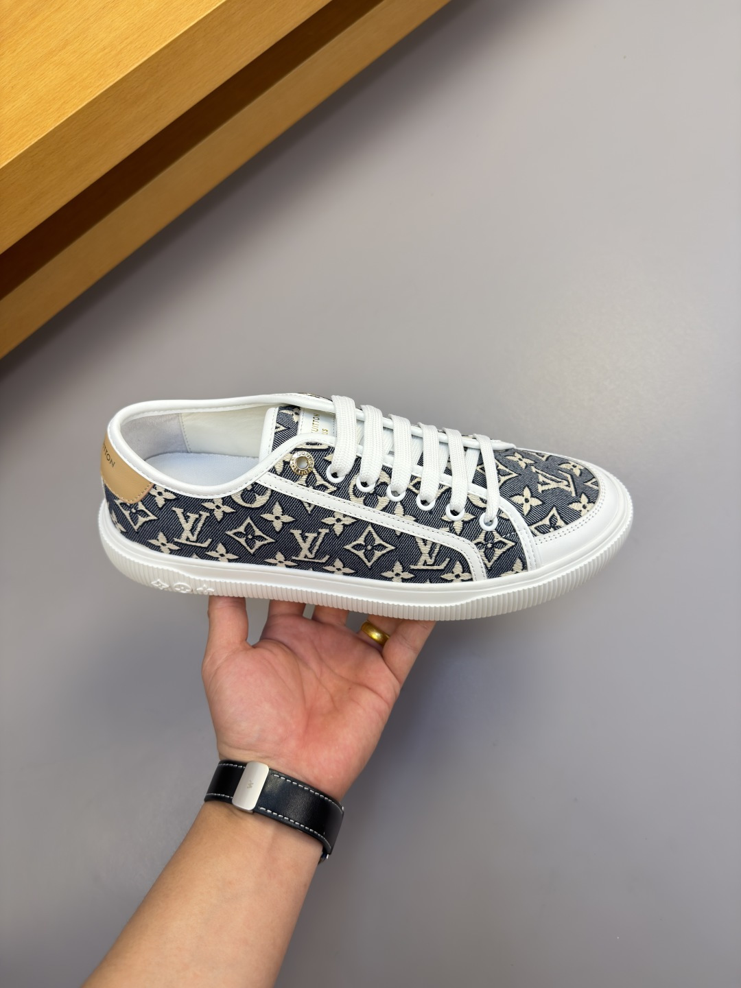 LV一比一帆布Monogram板鞋 藍色經典休閒低幫款